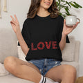LOVE Graphic T-Shirt — Pink Floral Text Tee for Valentine’s Day & Everyday