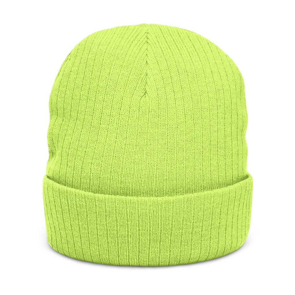 Ribbed Knit Beanie — Classic Fold Cuff Embroidered Winter Hat