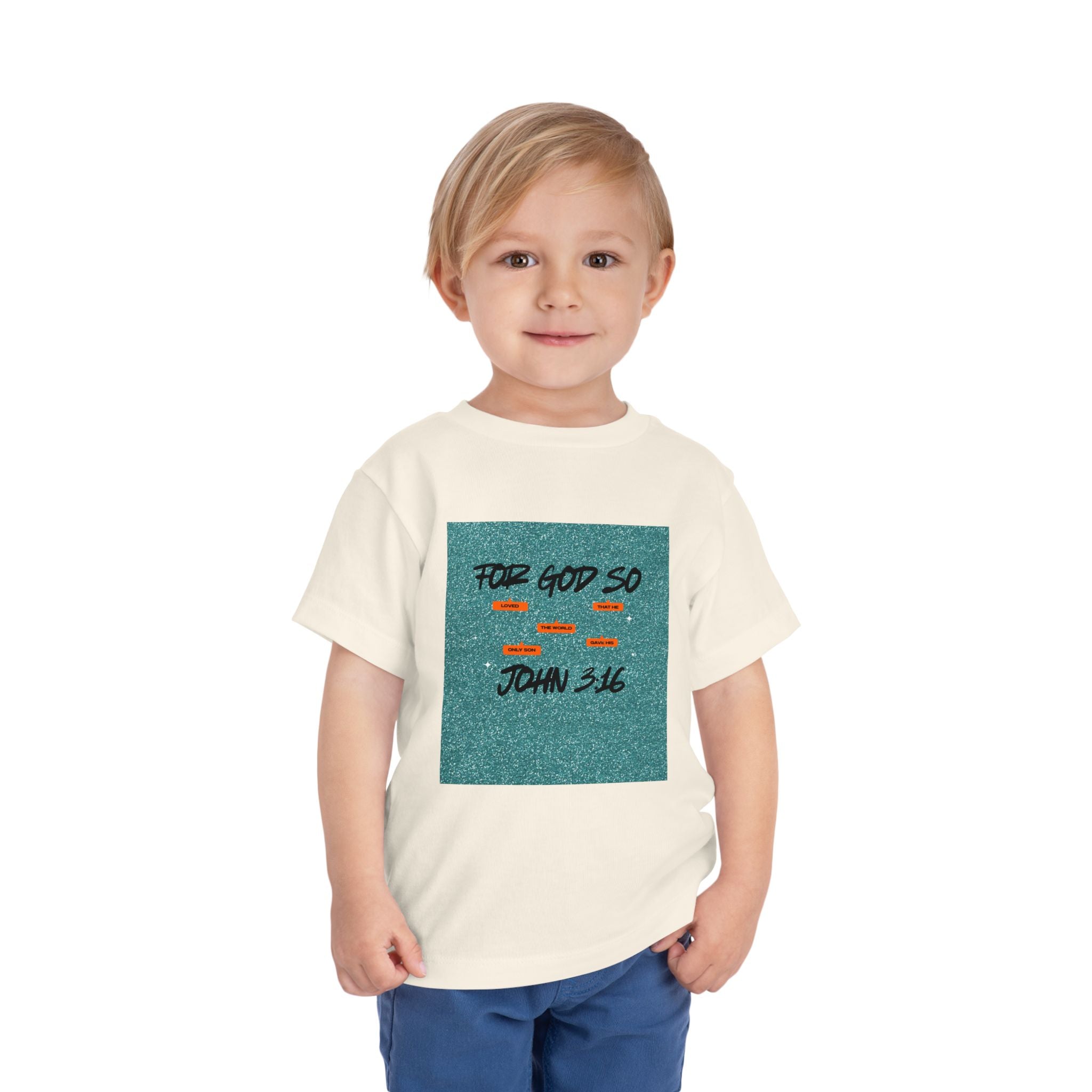 Toddler Tee — "For God So" John 3:16 Christian Kids Shirt