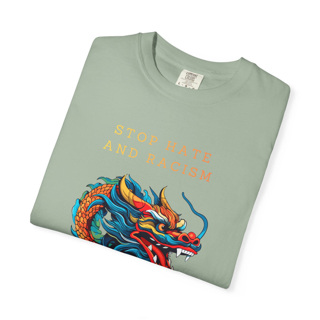 T-Shirt — 'Stop Hate and Racism, No Violence' Dragon Graphic Tee