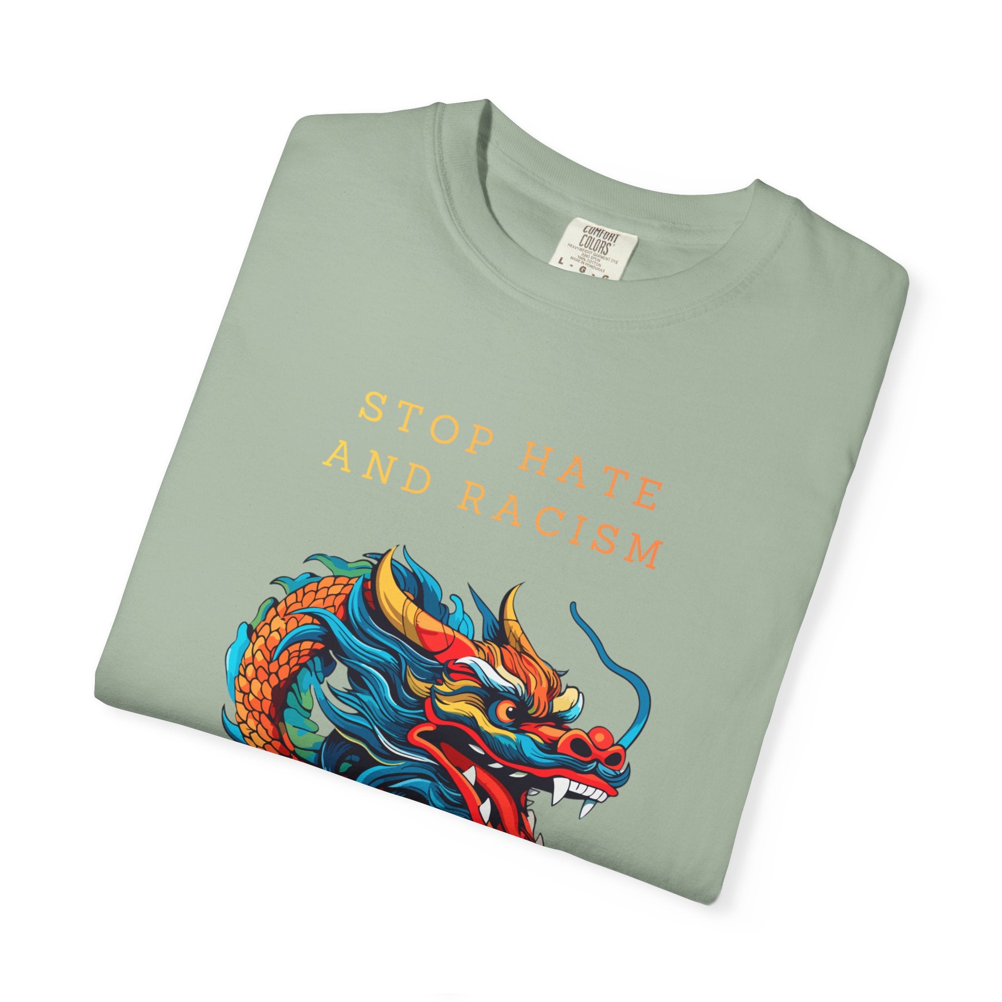 T-Shirt — 'Stop Hate and Racism, No Violence' Dragon Graphic Tee