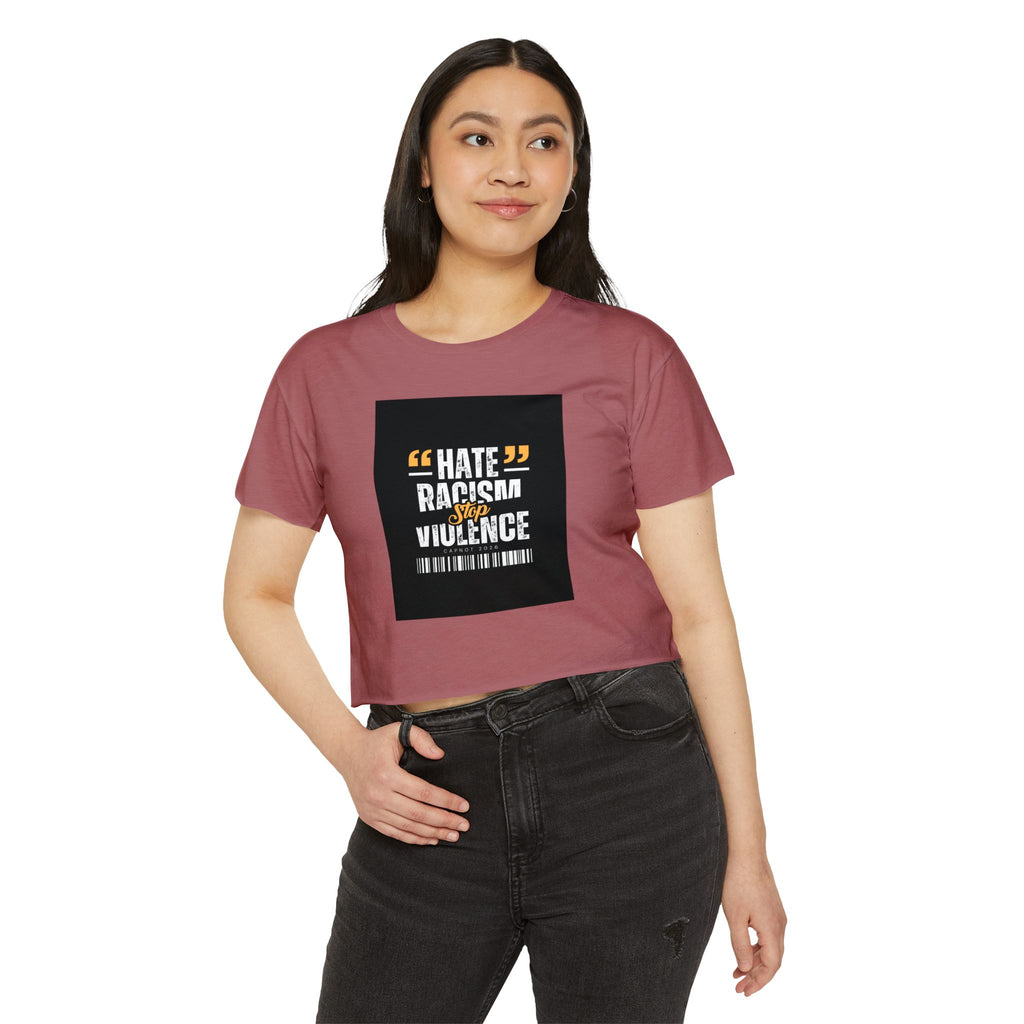 Festival Crop Top — "Hate Racism Stop Violence" Graphic Tee