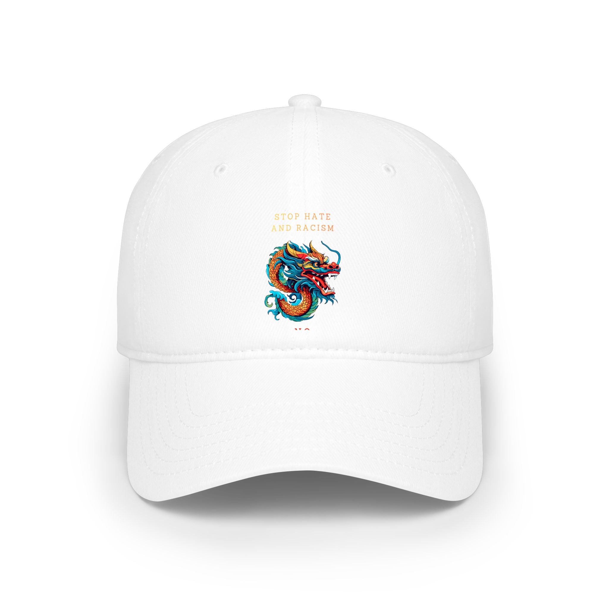 Red Dragon Baseball Cap - "Stop Hate and Racism" Embroidered Low Profile Hat