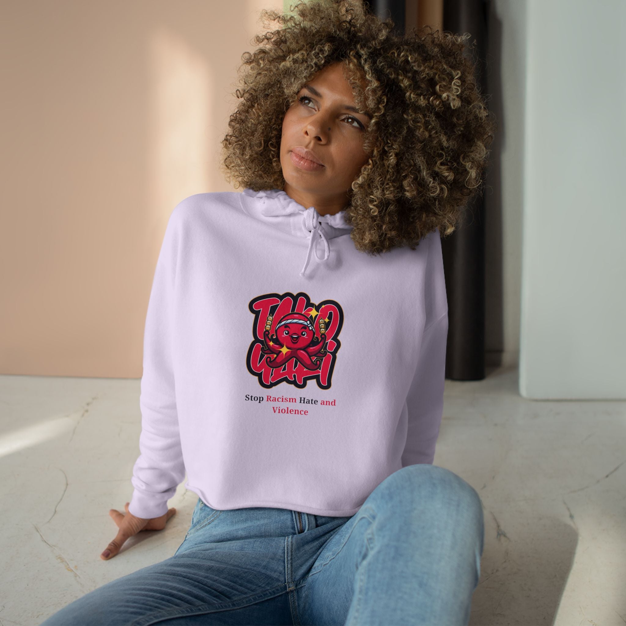 Crop Hoodie – Stop Gender-Based Violence Graphic Crop Hoodie