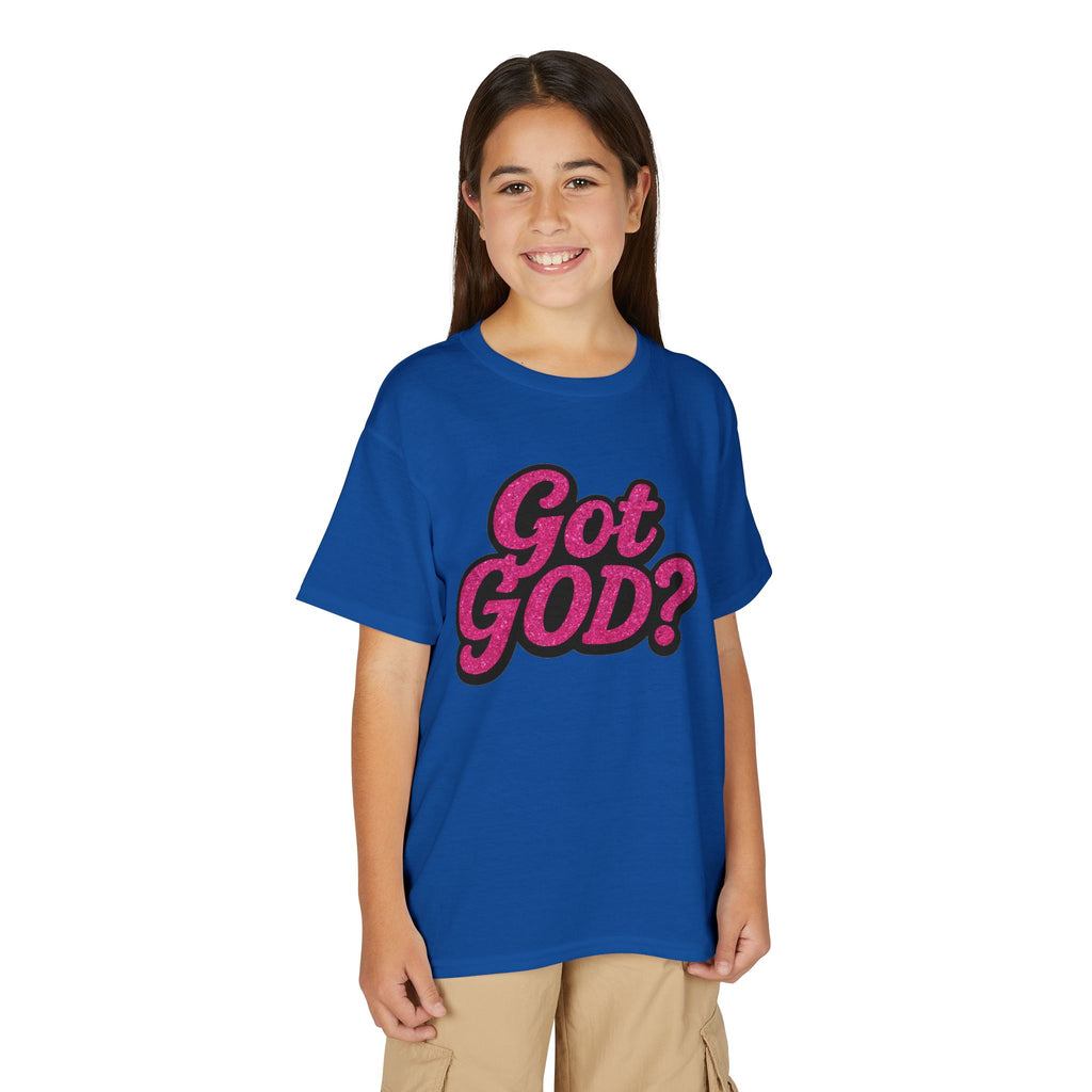 Youth T-Shirt — "Got GOD?" Pink Retro Faith Graphic
