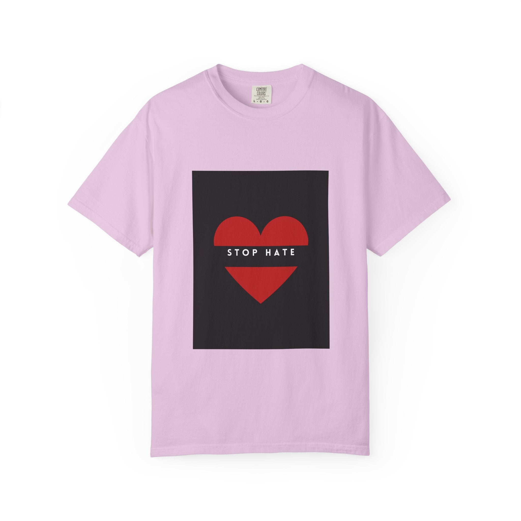 Stop Hate Heart T-Shirt — Red Heart Graphic Tee for Anti-Hate Awareness
