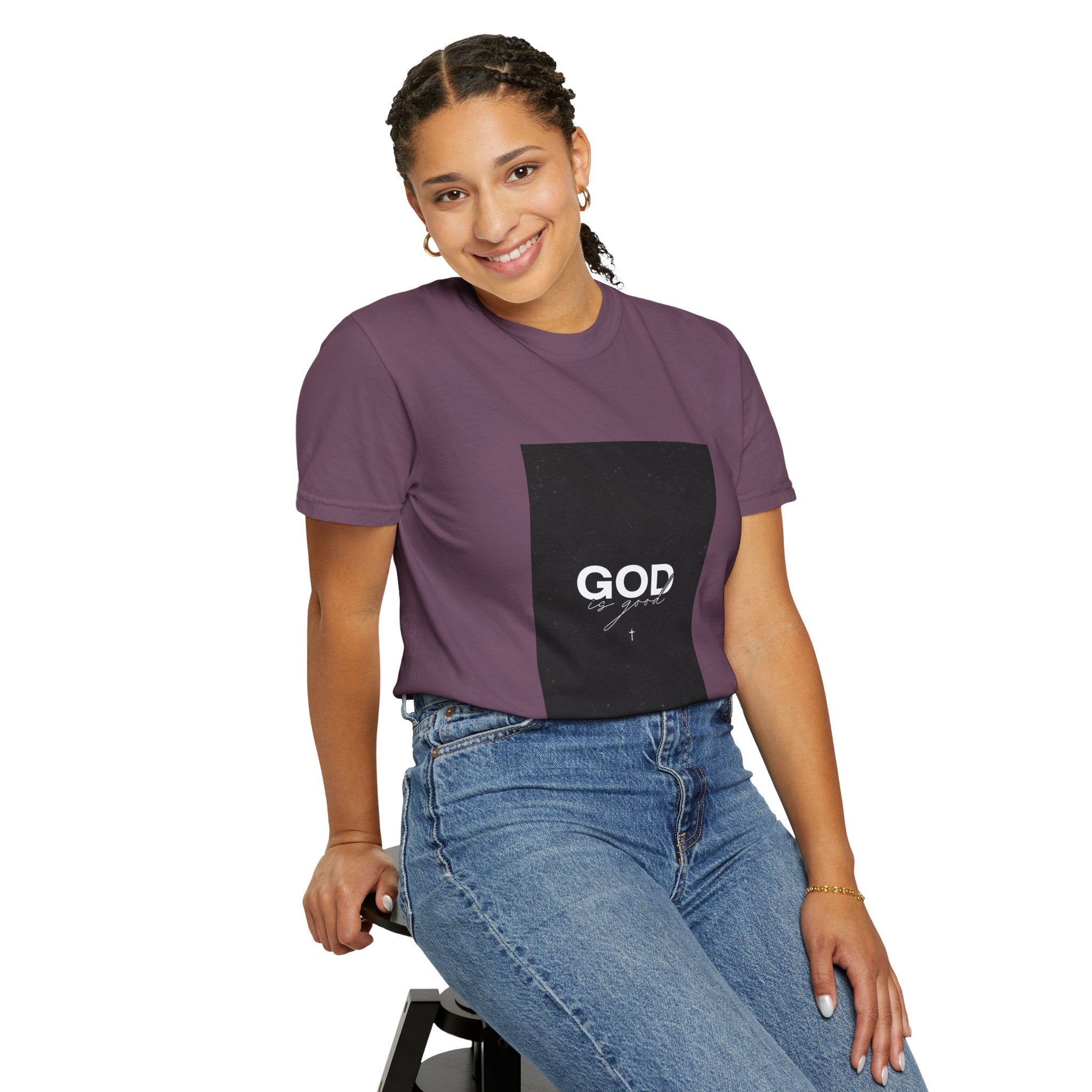 God Typography T-Shirt — Minimal Black Square Graphic Tee