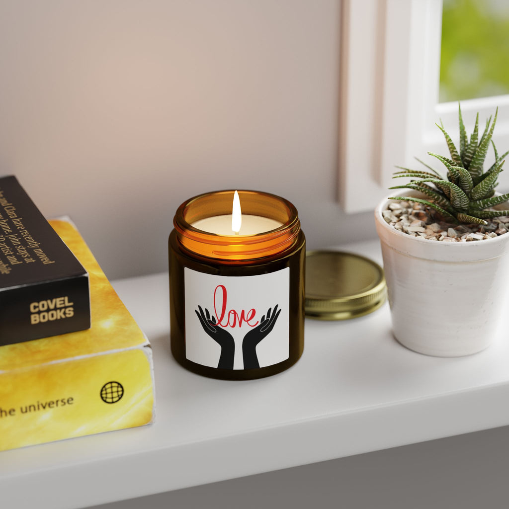 Coconut Apricot Scented Candle — 'Love' Hands Jar (4oz & 9oz)