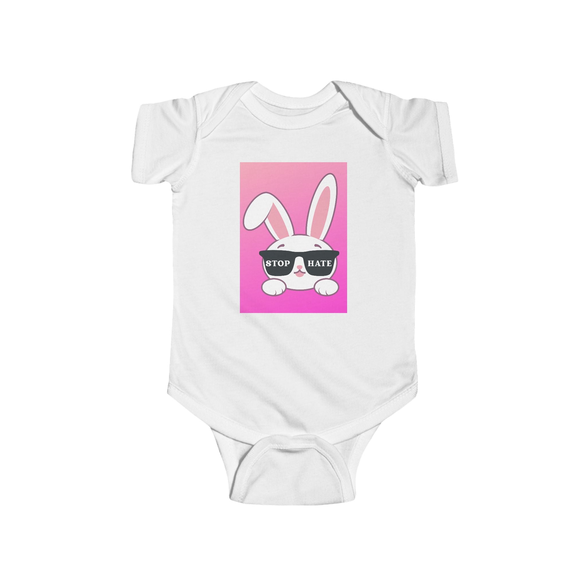 Baby Bodysuit - Pink Bunny 'Stop, Hatin' Sunglasses' Easter Onesie