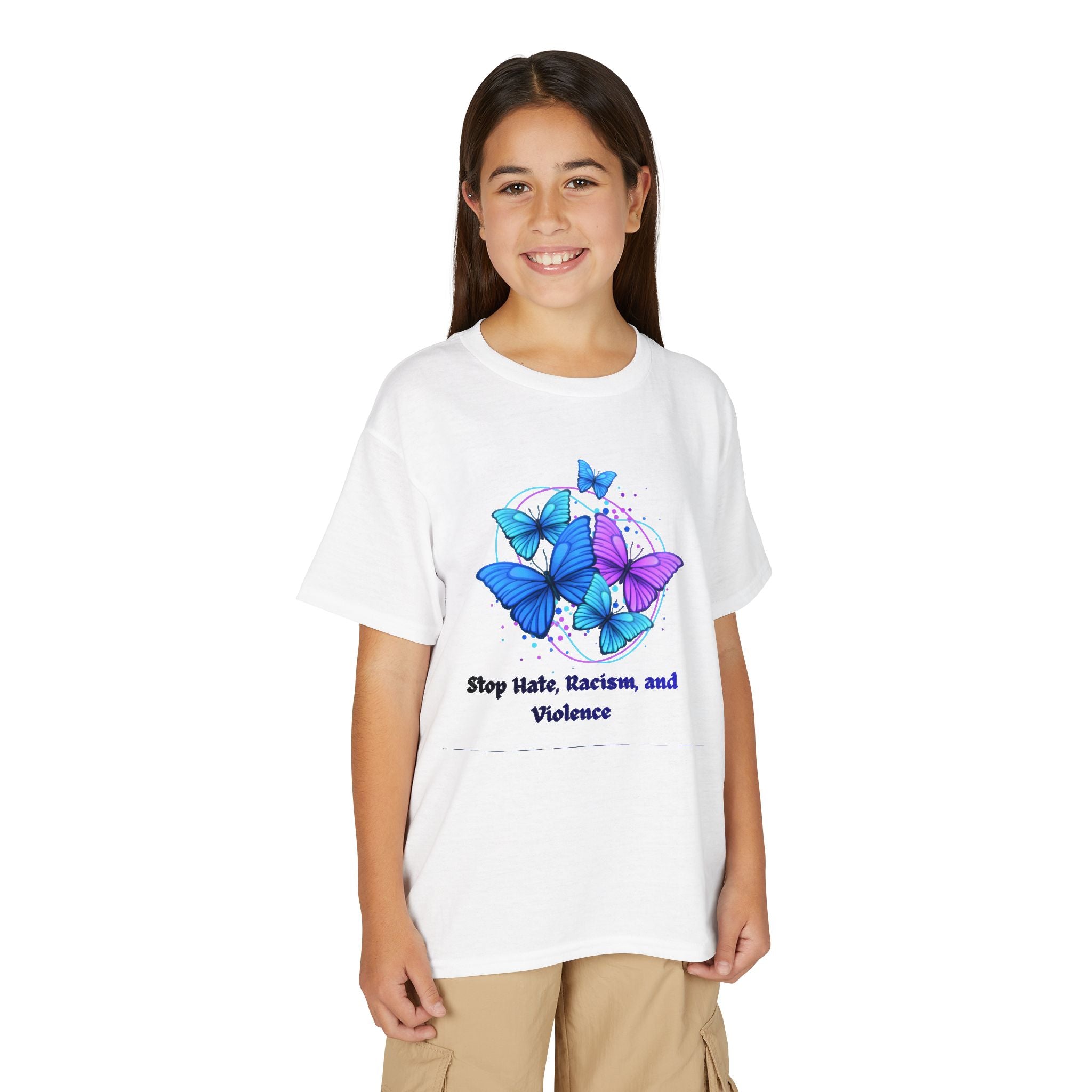 Youth Butterfly Awareness T-Shirt — "Stop Hate, Harassment, and Violence"