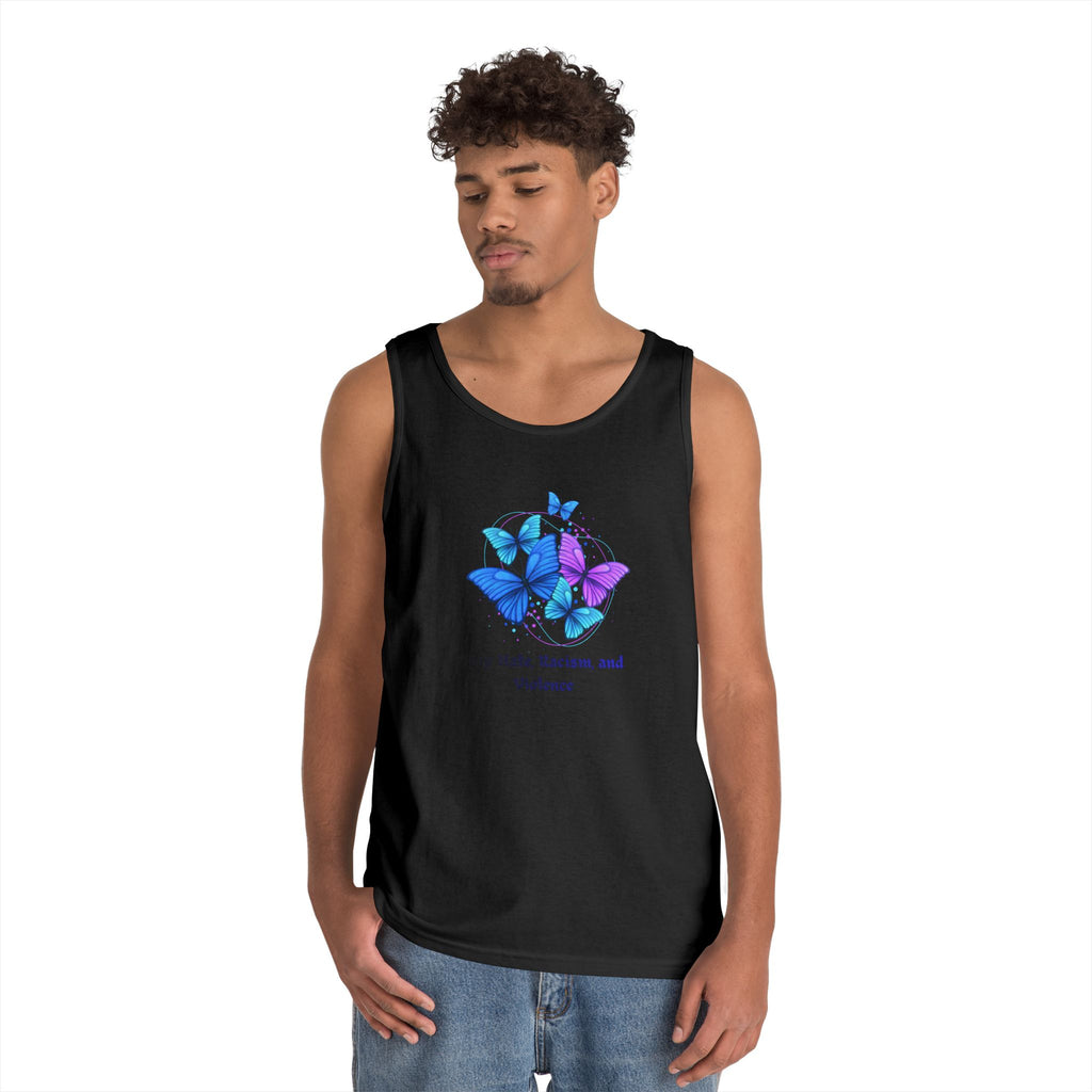 Butterfly Peace Tank Top — "Stop Hate, Racism, and Violence" Graphic Tank