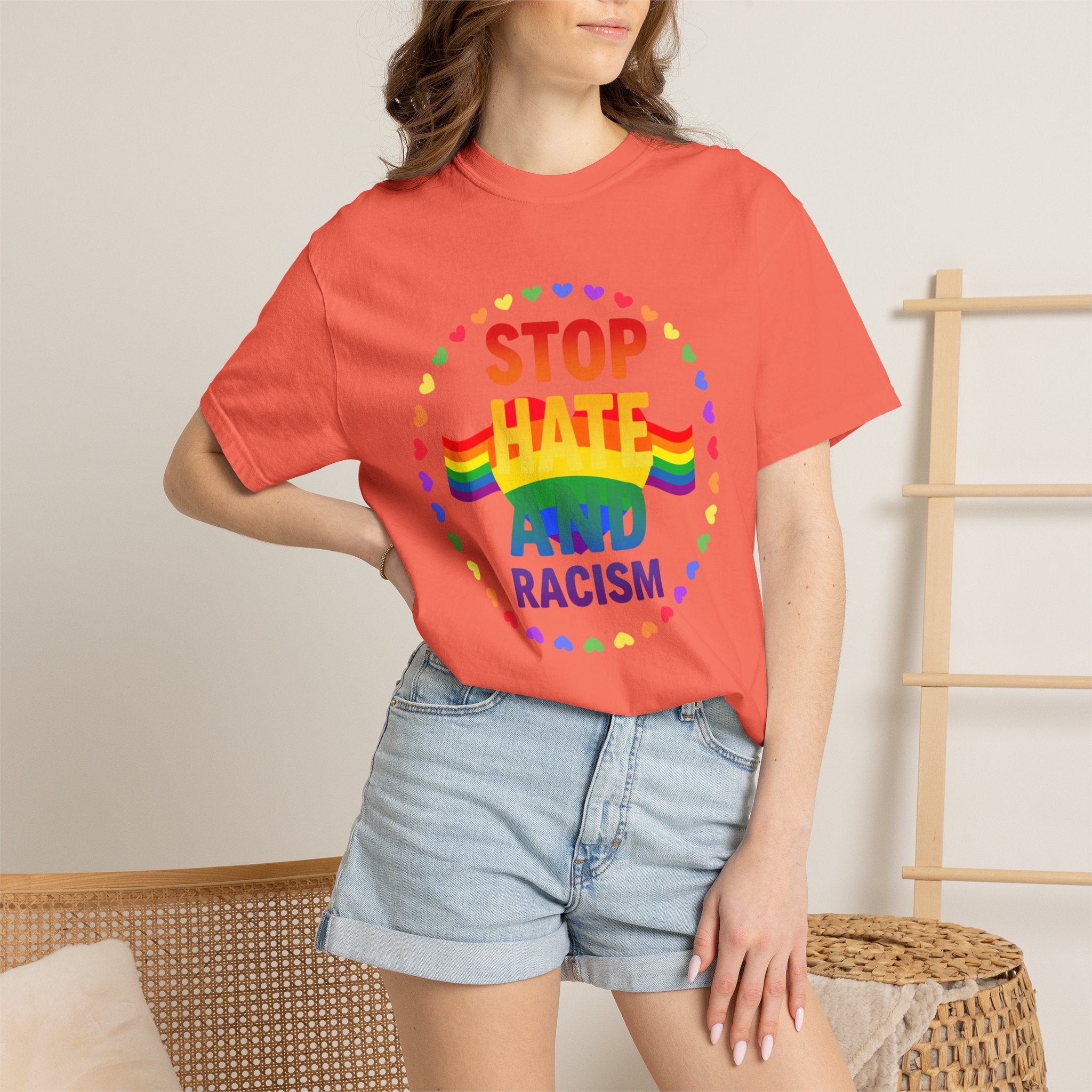 Stop Hate and Racism Rainbow T-Shirt