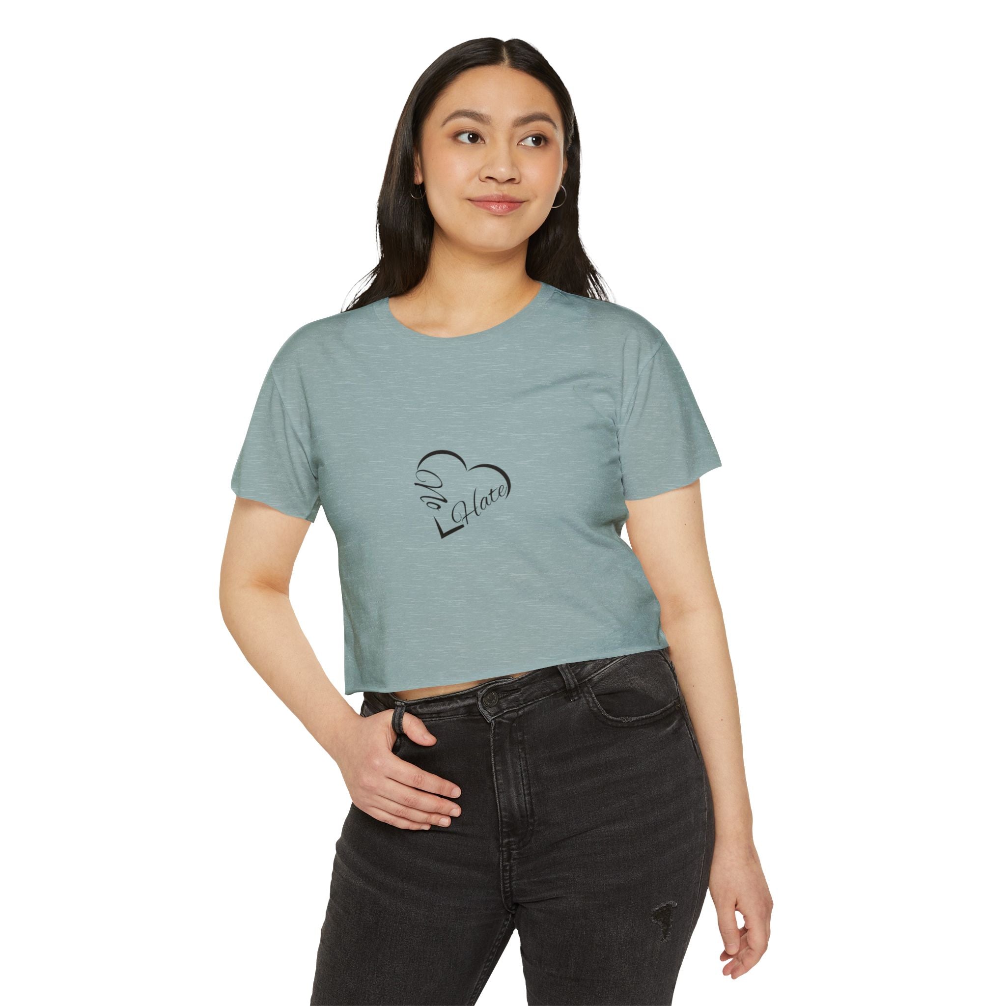 Women's 'No Hate' Heart Crop Top — Festival Graphic Tee