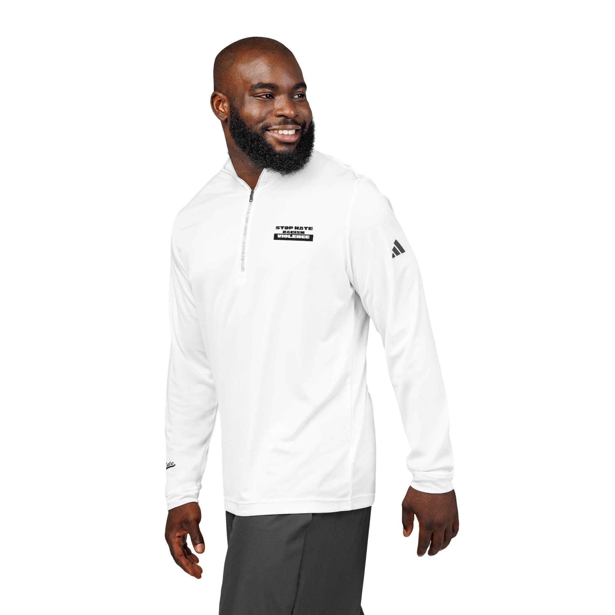 Embroidered adidas Quarter-Zip Pullover — Minimal Logo Performance Top