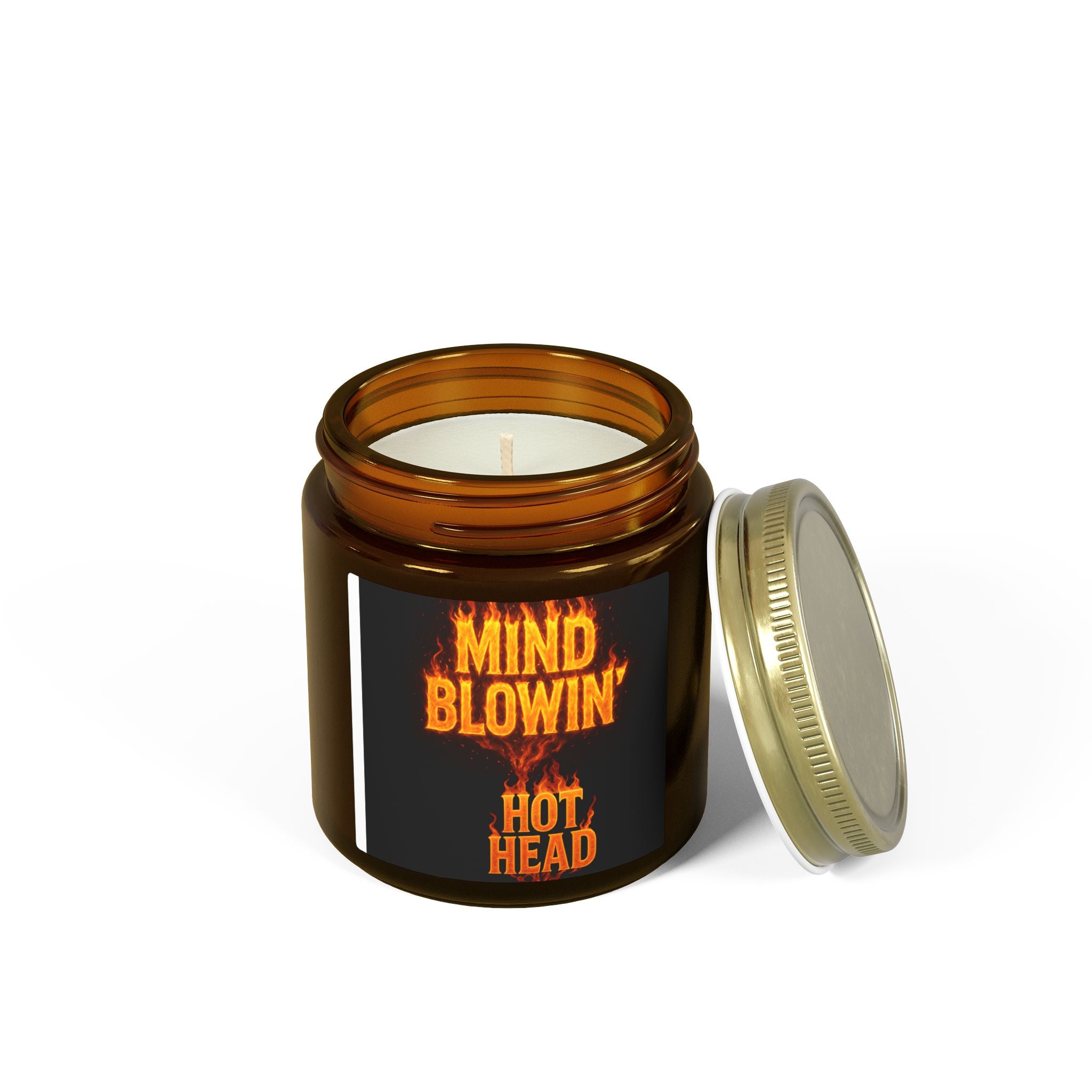 Soy Wax Candle — "Mind Blowin' Hot Head" Coconut Apricot Scent (4oz/9oz) — Novelty Gift