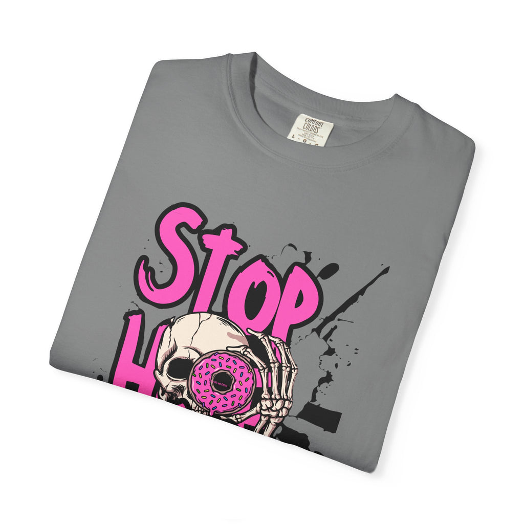 Stop H8 and Racism Graphic Tee — Anti-Racism Skull Donut Protest T-Shirt