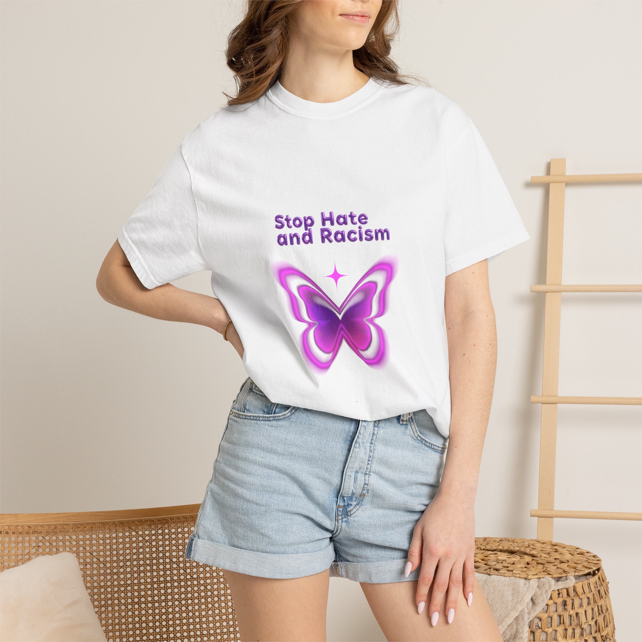 Stop Hate and Racism Butterfly T-Shirt