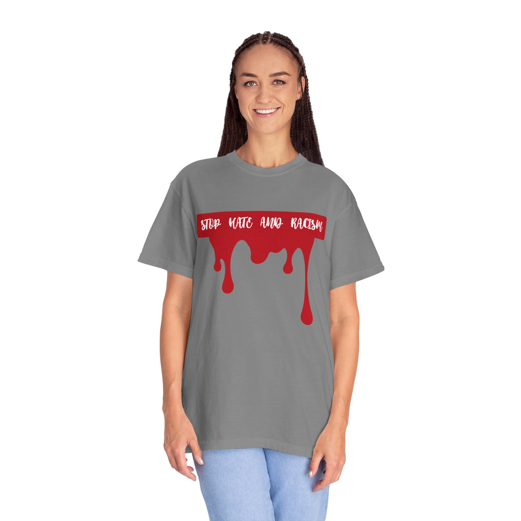 T-Shirt “Stop Hate, End Racism” Dripping Blood Graphic Tee
