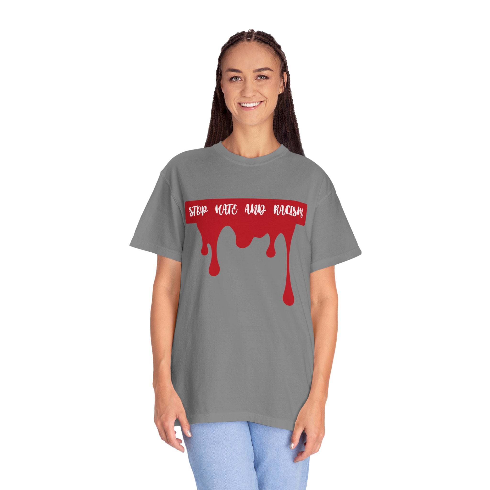 T-Shirt “Stop Hate, End Racism” Dripping Blood Graphic Tee