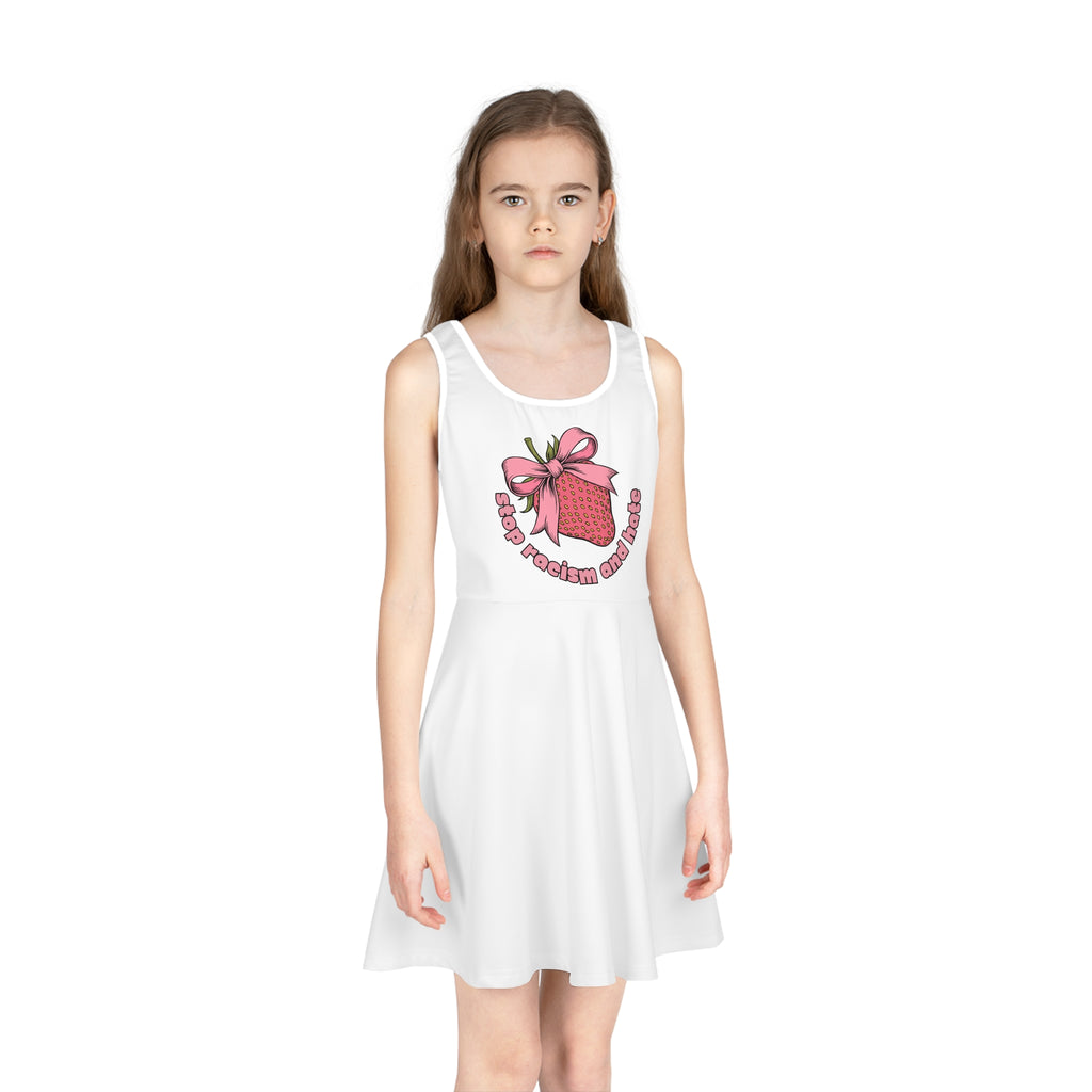 Girls' Strawberry Gift Sundress — "Love, Eat, Repeat" Graphic Dress