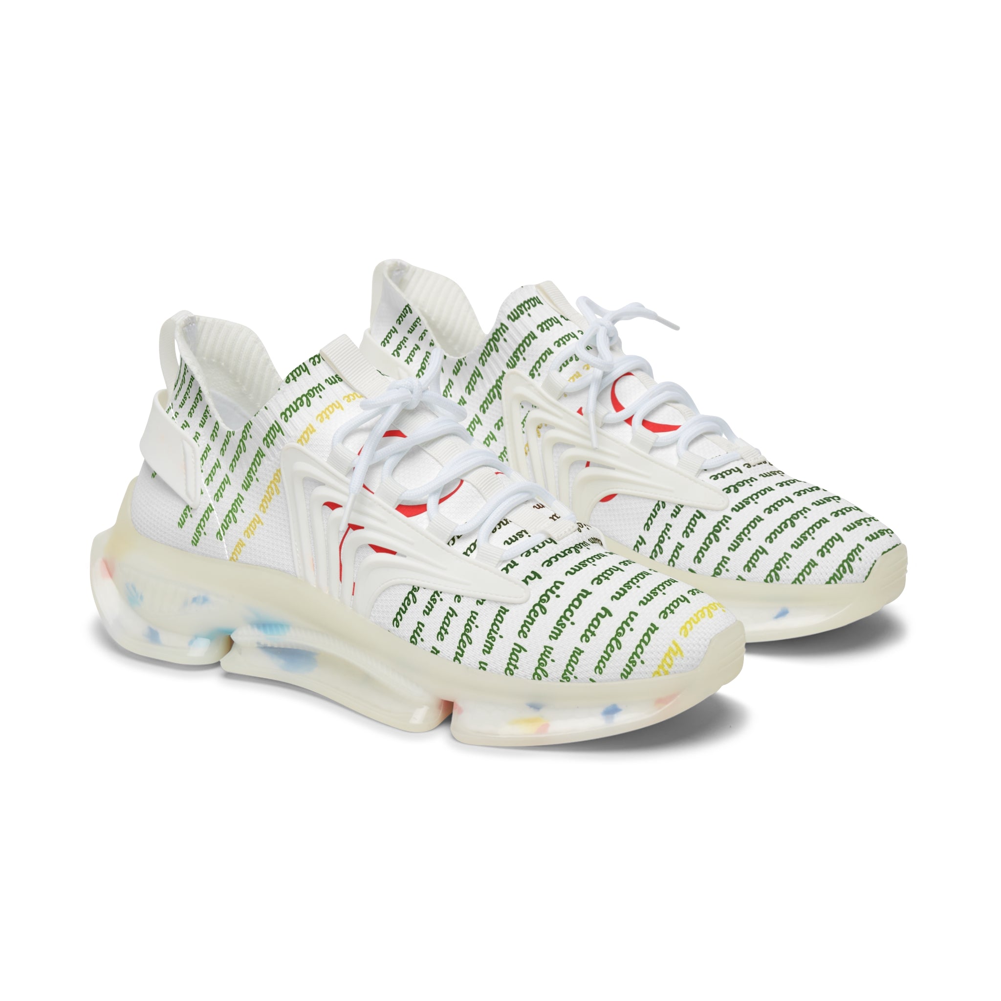 Women's Mesh Sneakers — Lightweight Breathable Athletic Shoes with Script Pattern