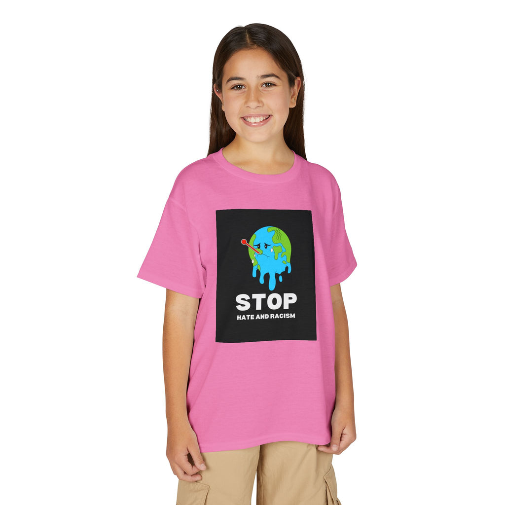 Youth T-Shirt — "STOP Hate and Racism" Earth Graphic Anti-Racism Tee