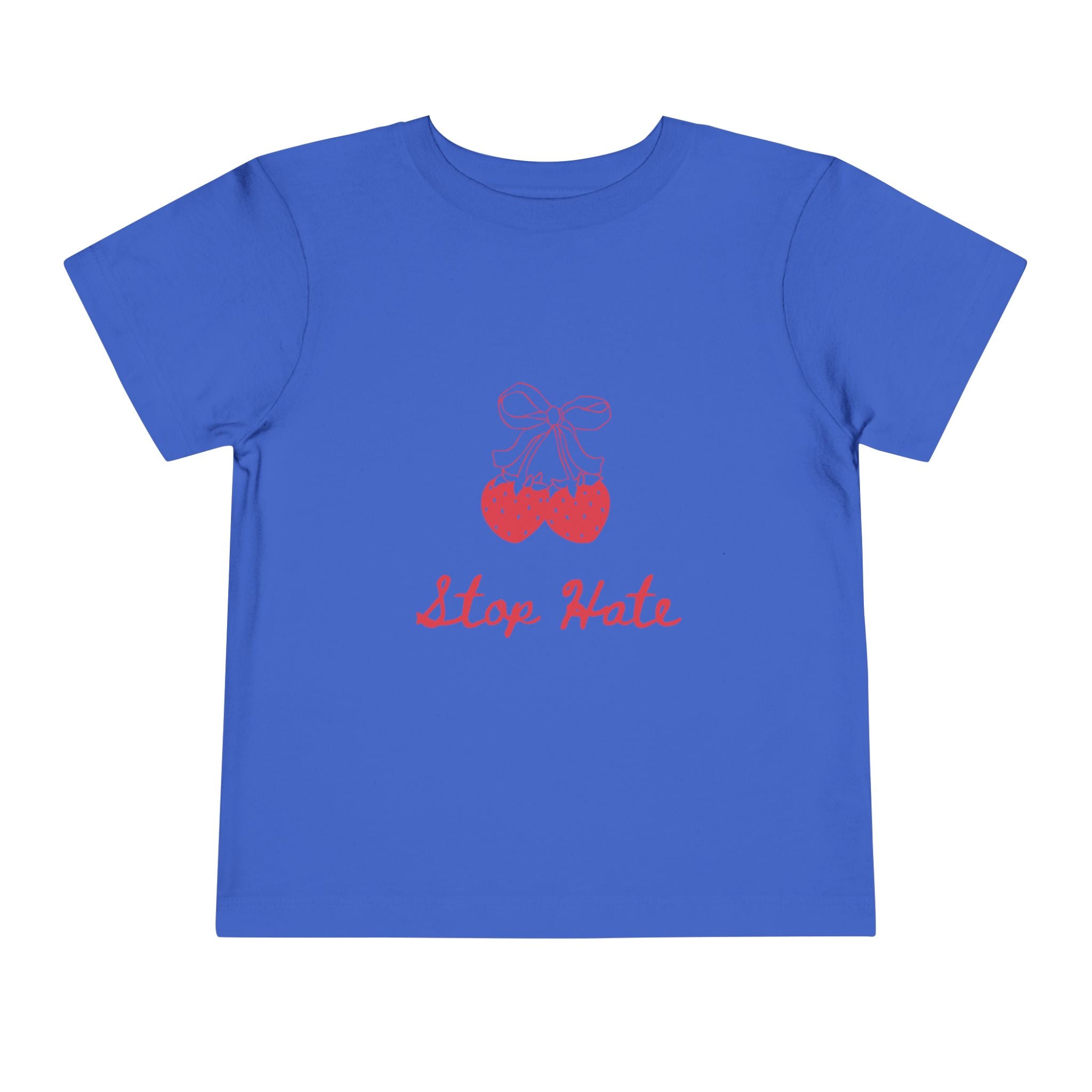 Stop Hate Toddler Tee — Cute Strawberry Heart Graphic Kids Shirt