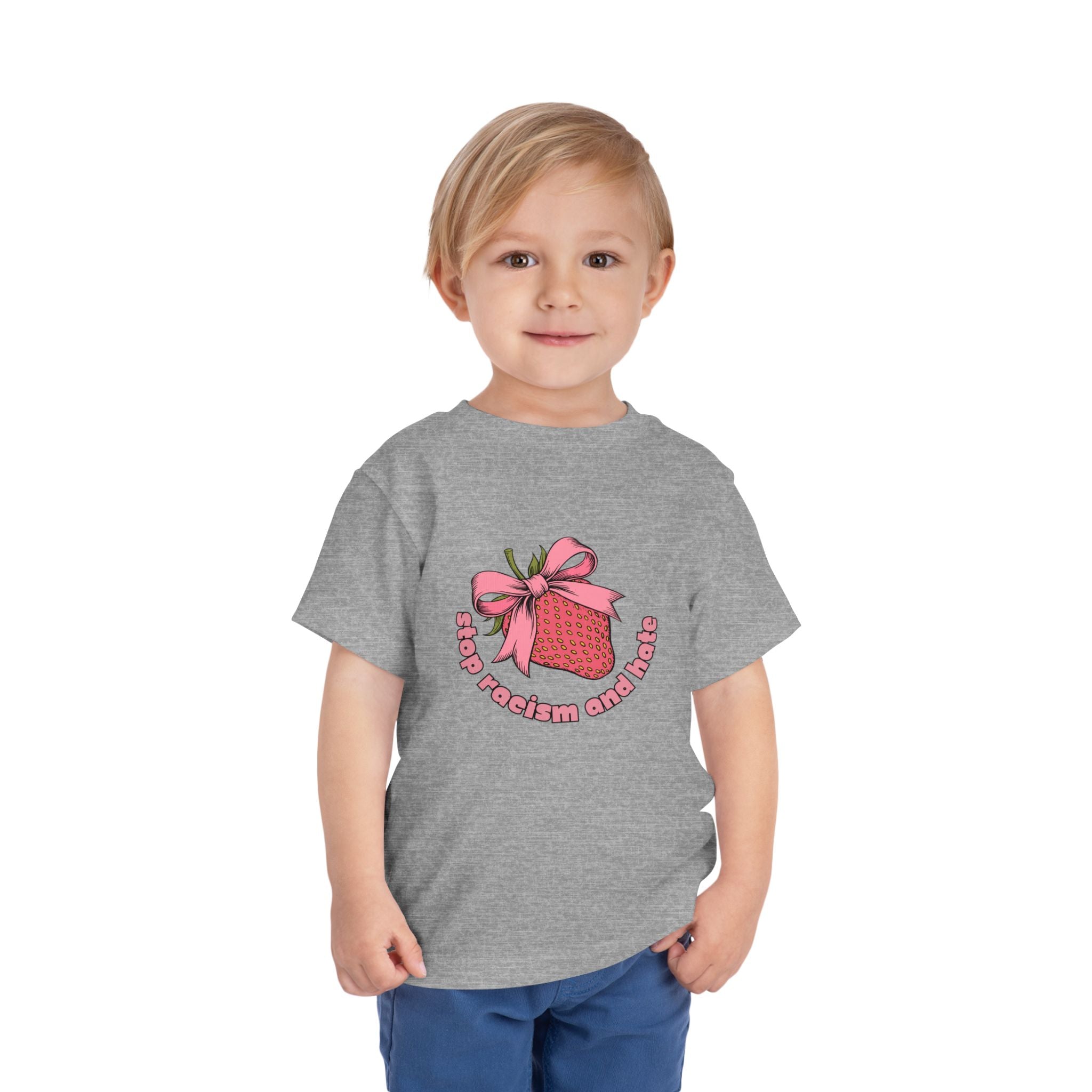 Toddler Tee — Pink Gift Strawberry Graphic "Stop Rockin and Rollin"
