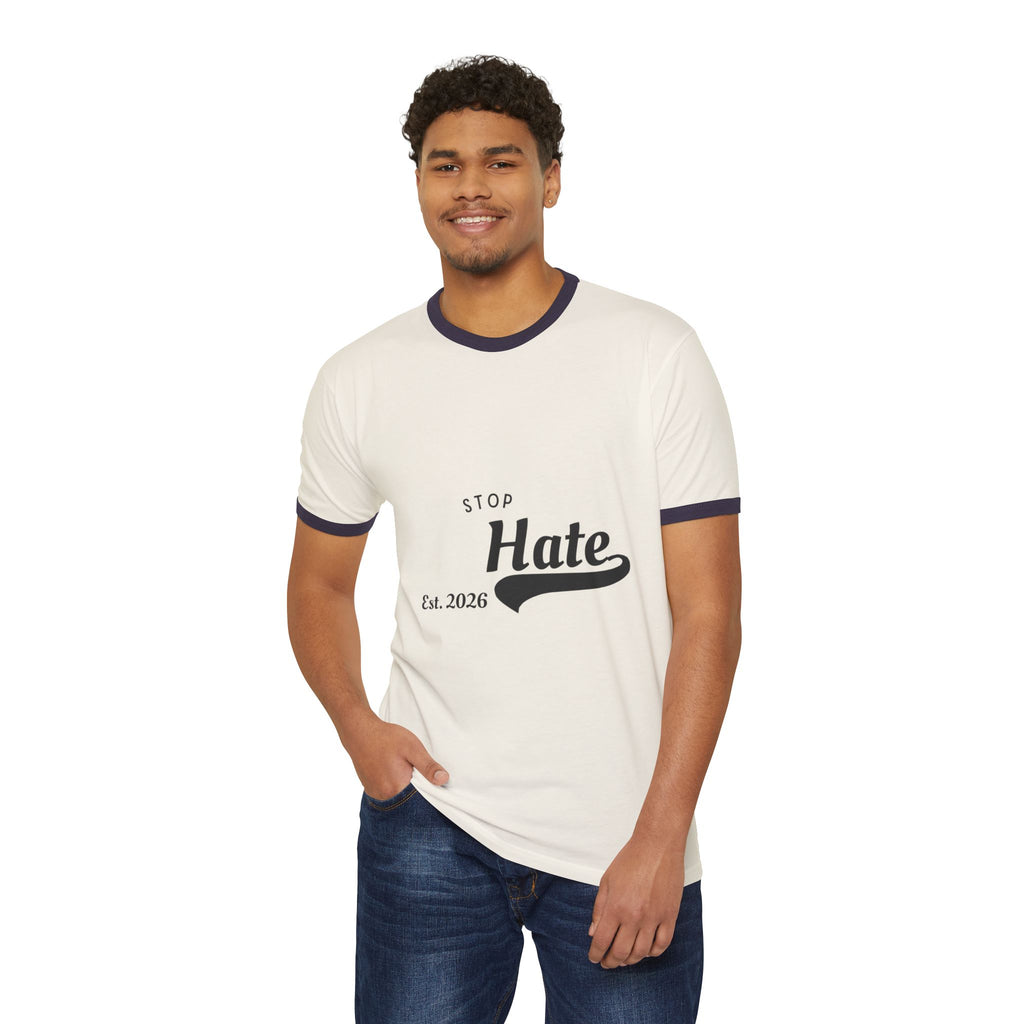 Stop Hate Ringer T-Shirt — Vintage Est. 2026 Anti-Hate Tee