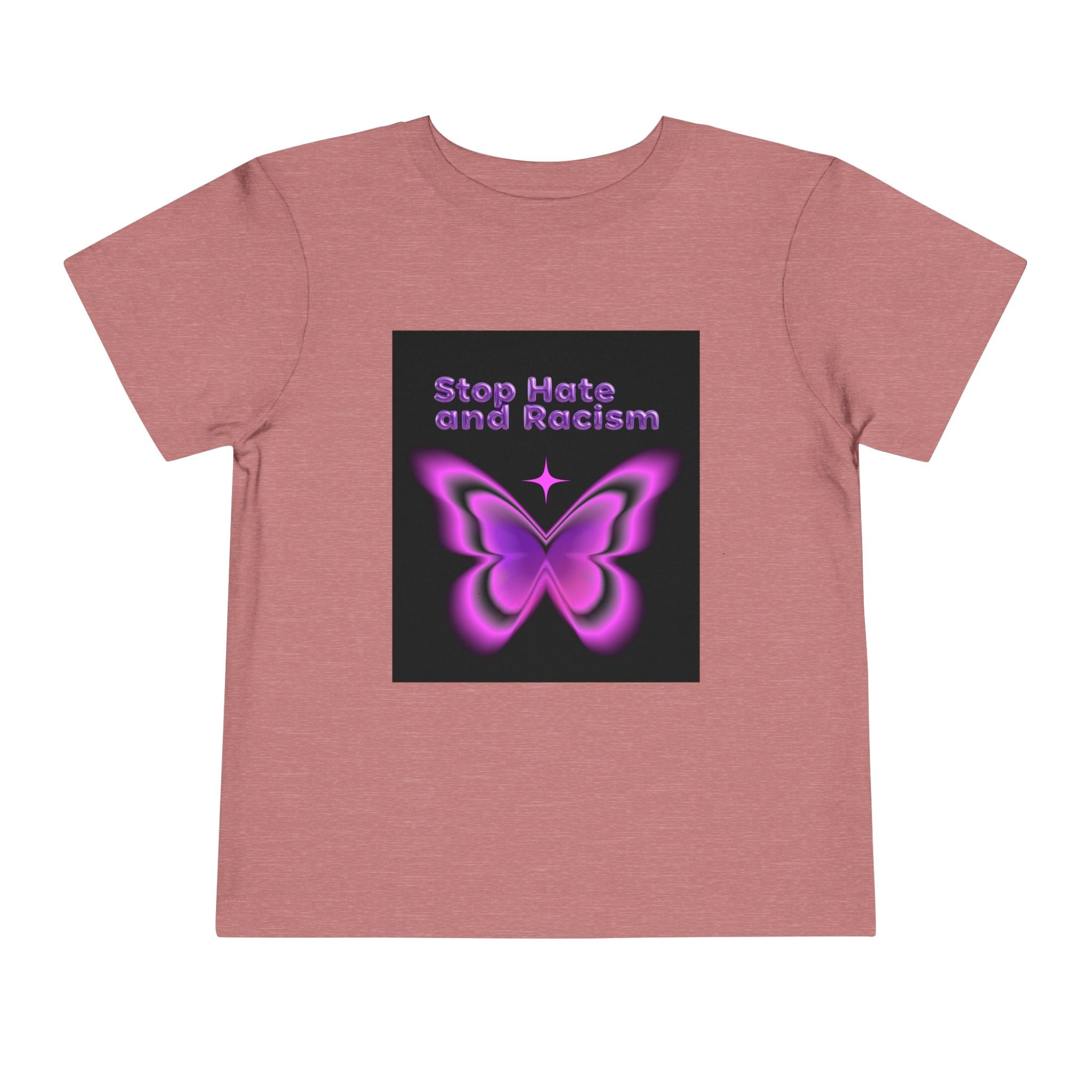 Stop Hate and Racism Toddler Tee — Purple Butterfly Anti-Racism Shirt