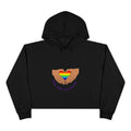 Cropped Hoodie — Rainbow Heart Hands "Stop Hate and Resist" LGBTQ+ Pride