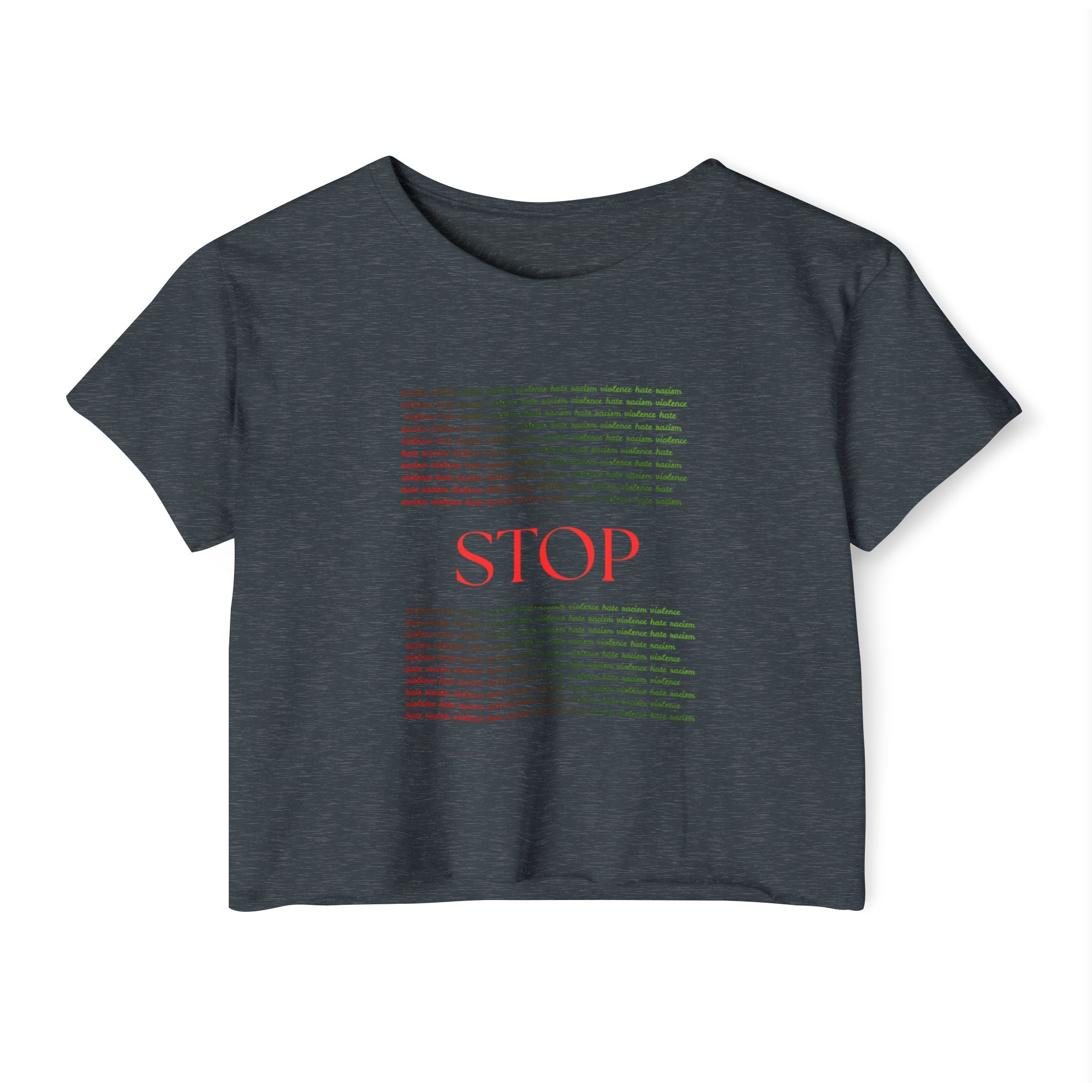 STOP Graphic Crop Top — Women's Festival Statement Tee