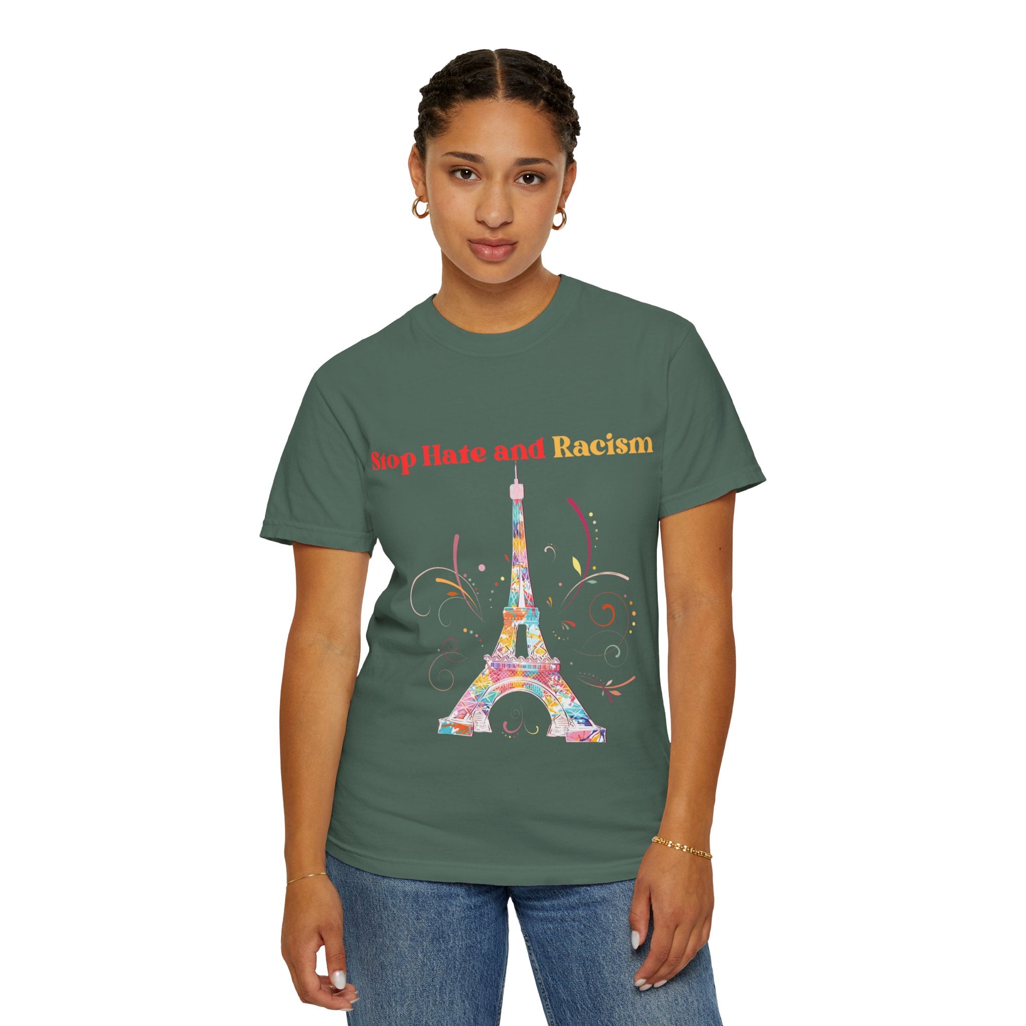 Stop Hate and Racism Eiffel Tower T-Shirt
