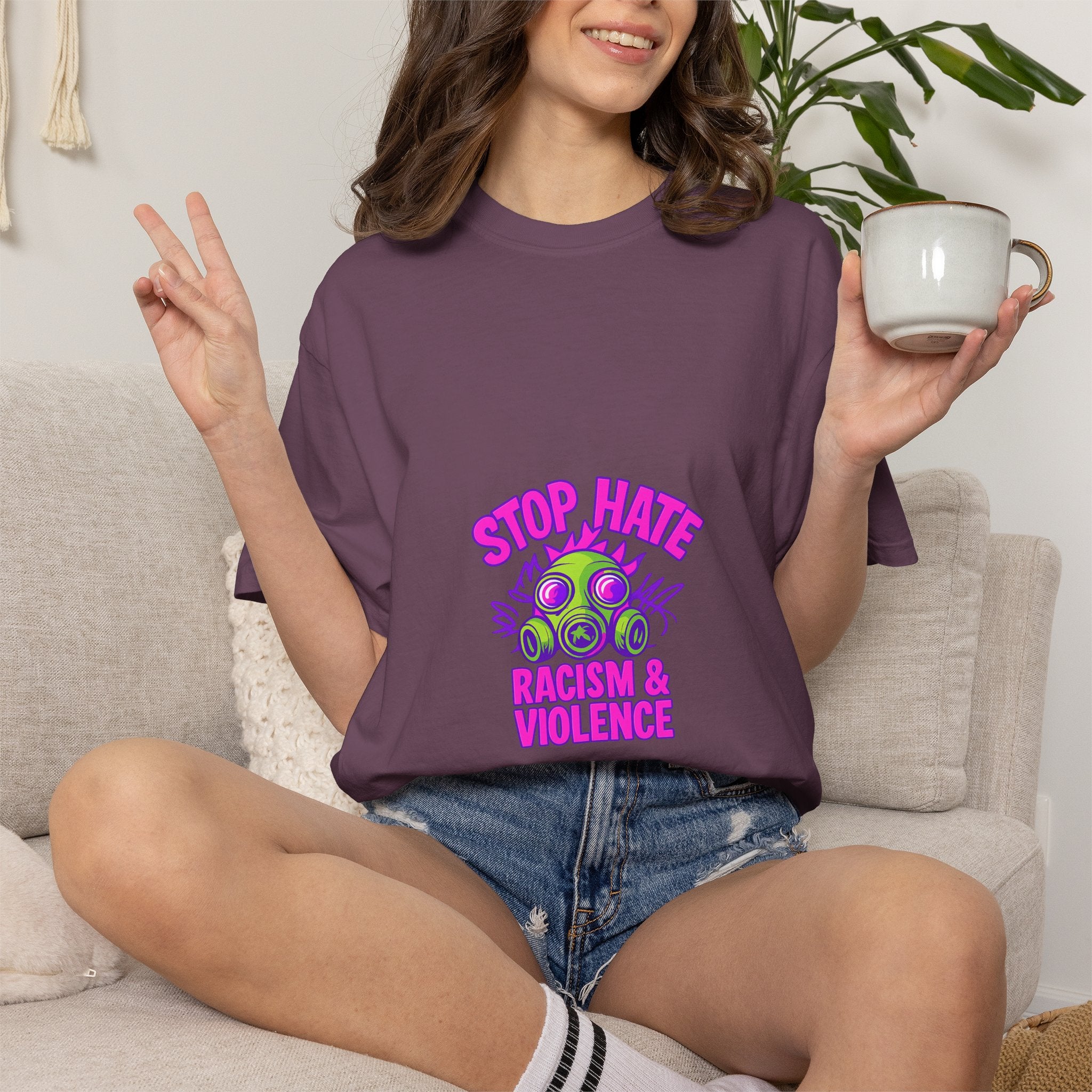 Stop Hate Racing & Violence T-Shirt — Anti-Hate Graphic Tee