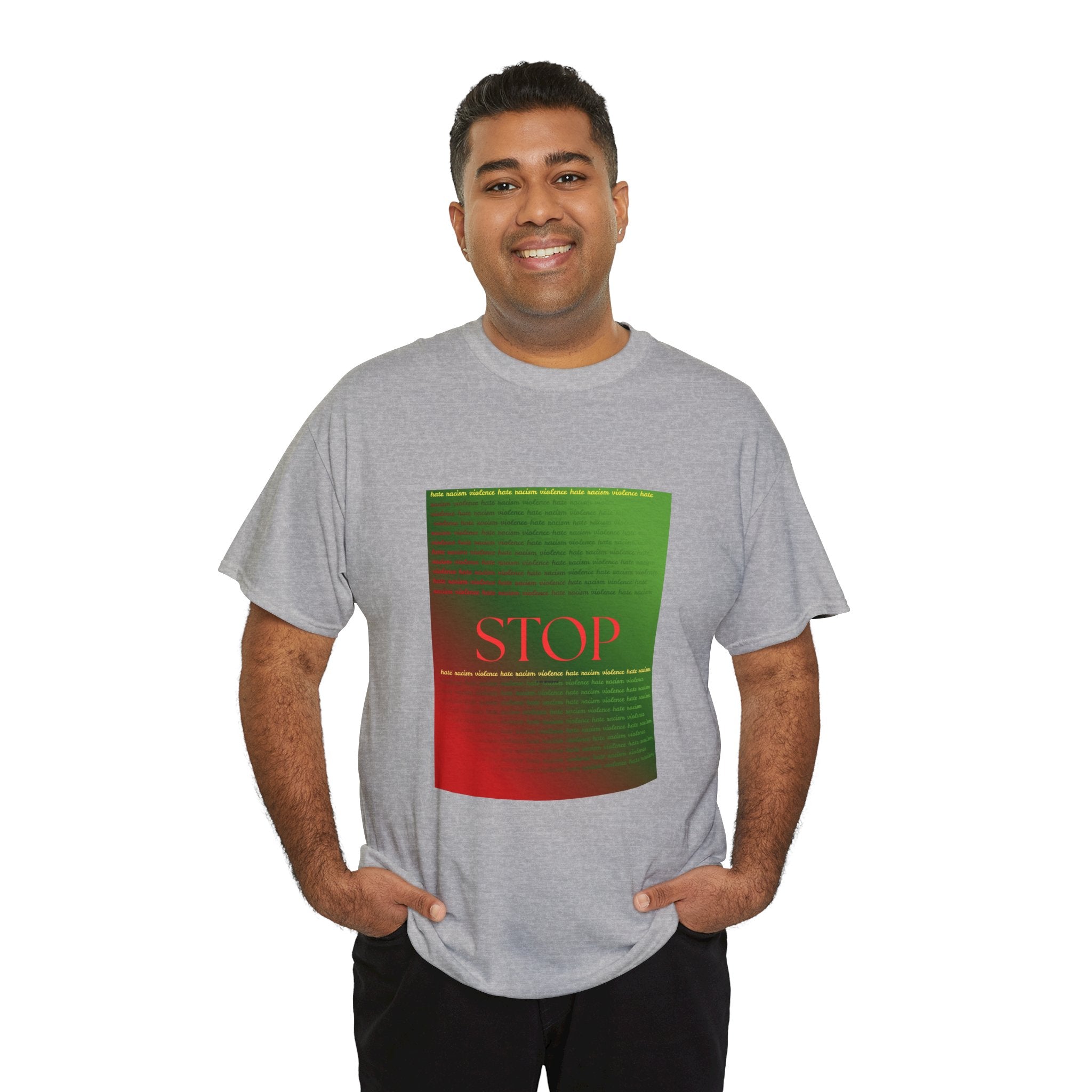 STOP Graphic Tee — Red & Green Gradient Statement T‑Shirt