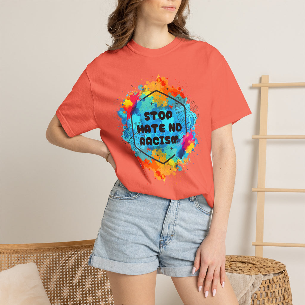 Stop Hate No Racism T-Shirt — Colorful Anti-Racism Statement Tee