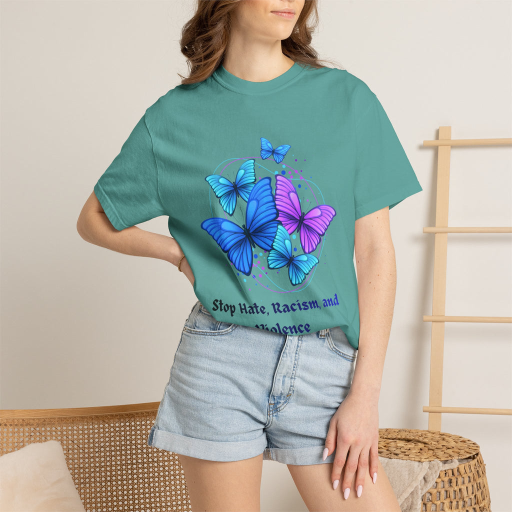 Butterfly Peace T-Shirt — "Stop Hate, Racism, and Violence" Anti-Violence Tee