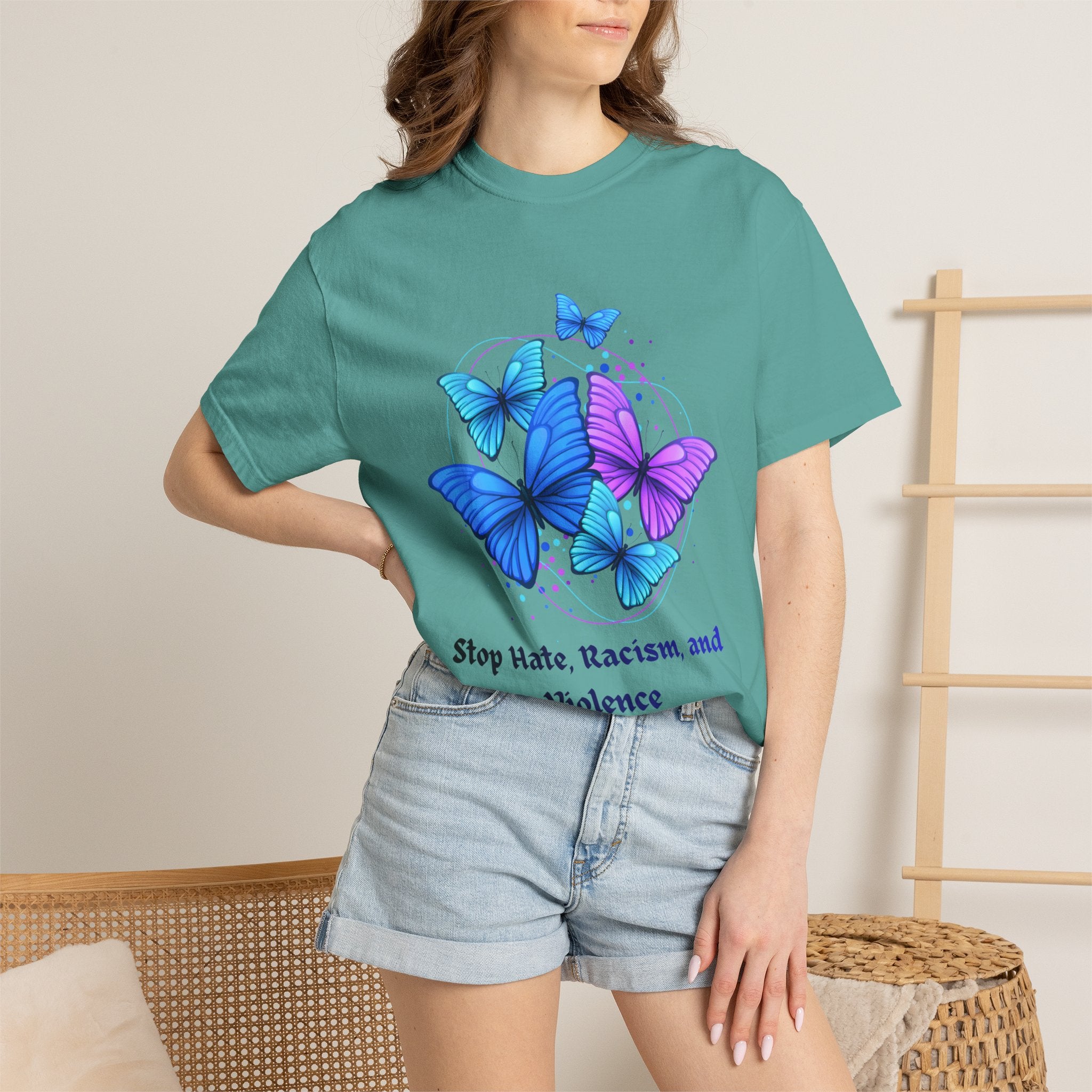 Butterfly Peace T-Shirt — "Stop Hate, Racism, and Violence" Anti-Violence Tee