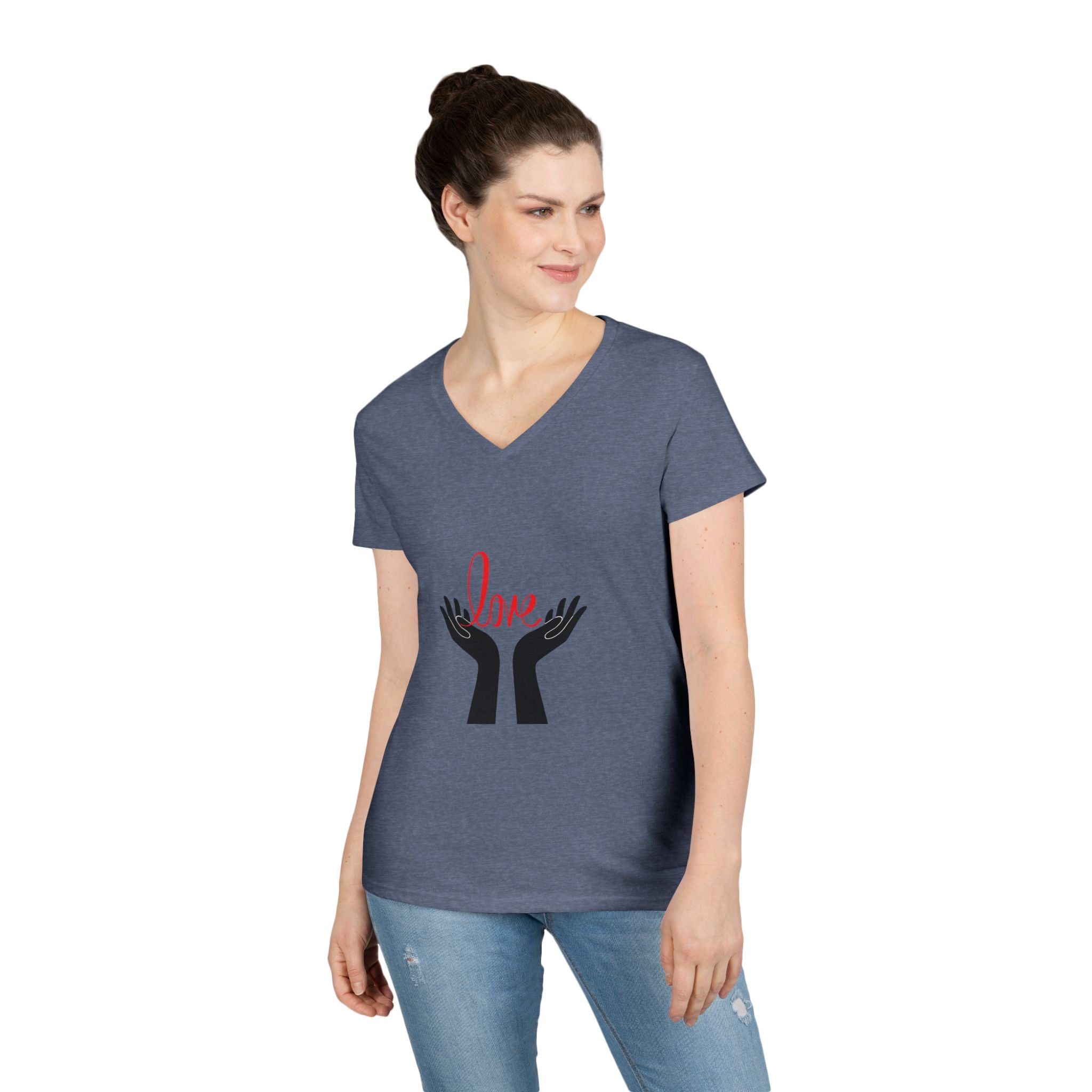 Love Hands V-Neck Tee — Women's Graphic Love T-Shirt