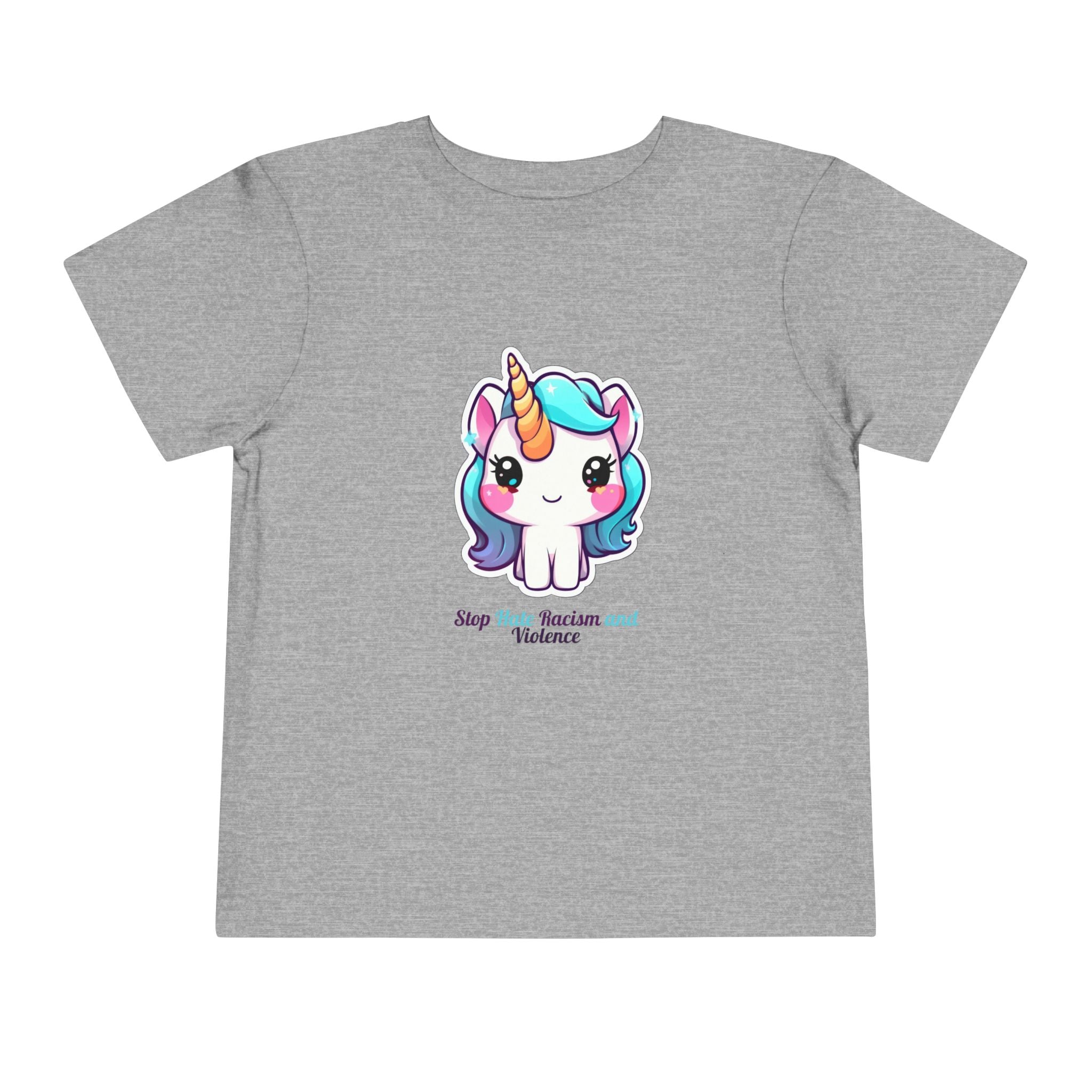 Toddler Tee — Cute Rainbow Unicorn "Stay Positive and Believe" Kids Shirt