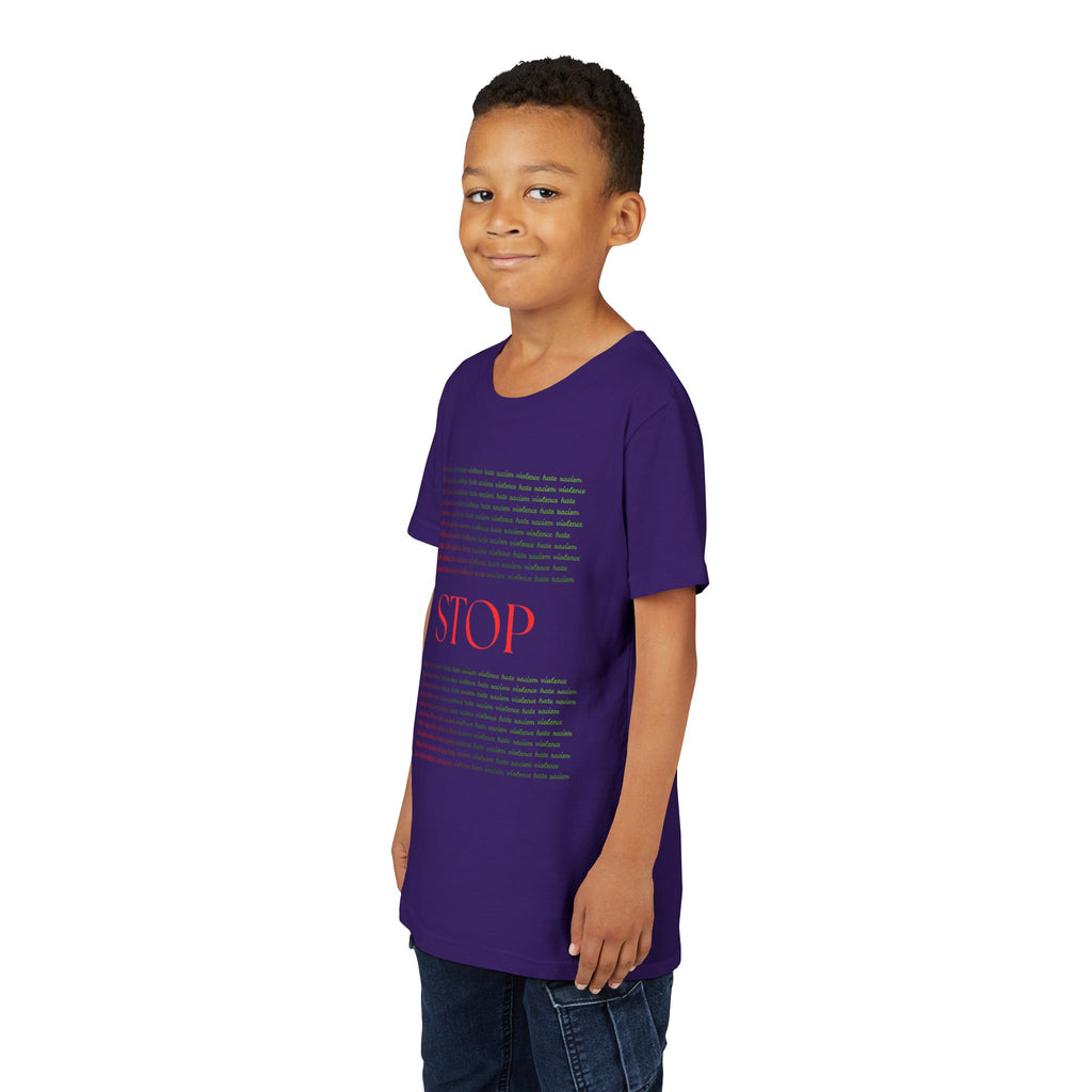 Youth Tee — Bold Yellow 'STOP' Graphic Kids T‑Shirt