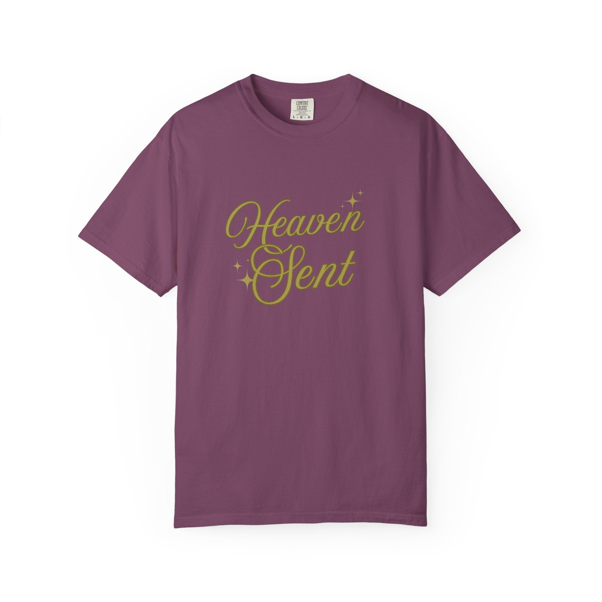 Heaven Sent Graphic Tee – Script Text Logo Cotton T-Shirt
