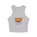 Racer Tank - Rainbow Heart Hands “Love Wins and Hugs” Pride Crop Top