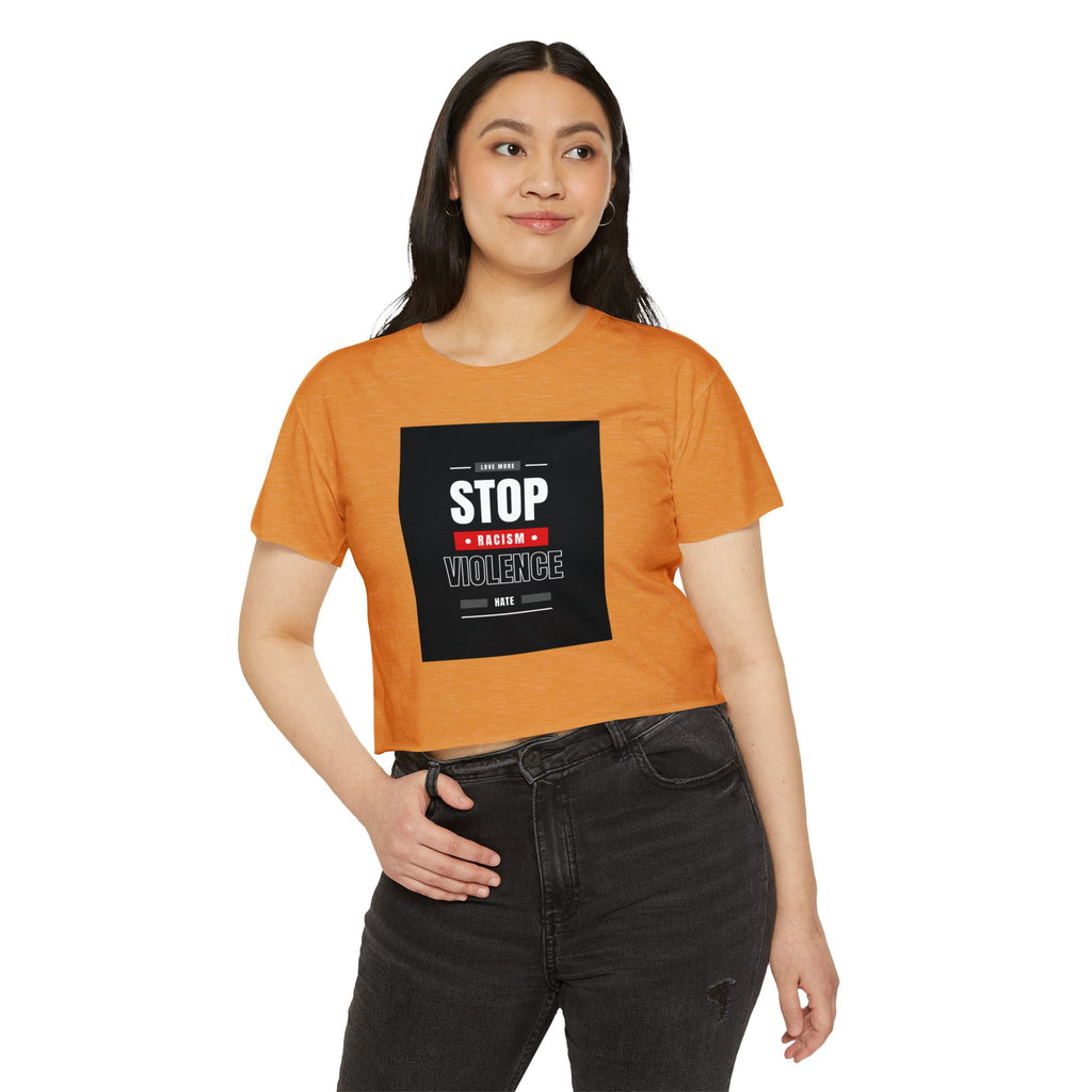 Stop Racism Stop Violence Crop Top — Women's Protest Festival Tee