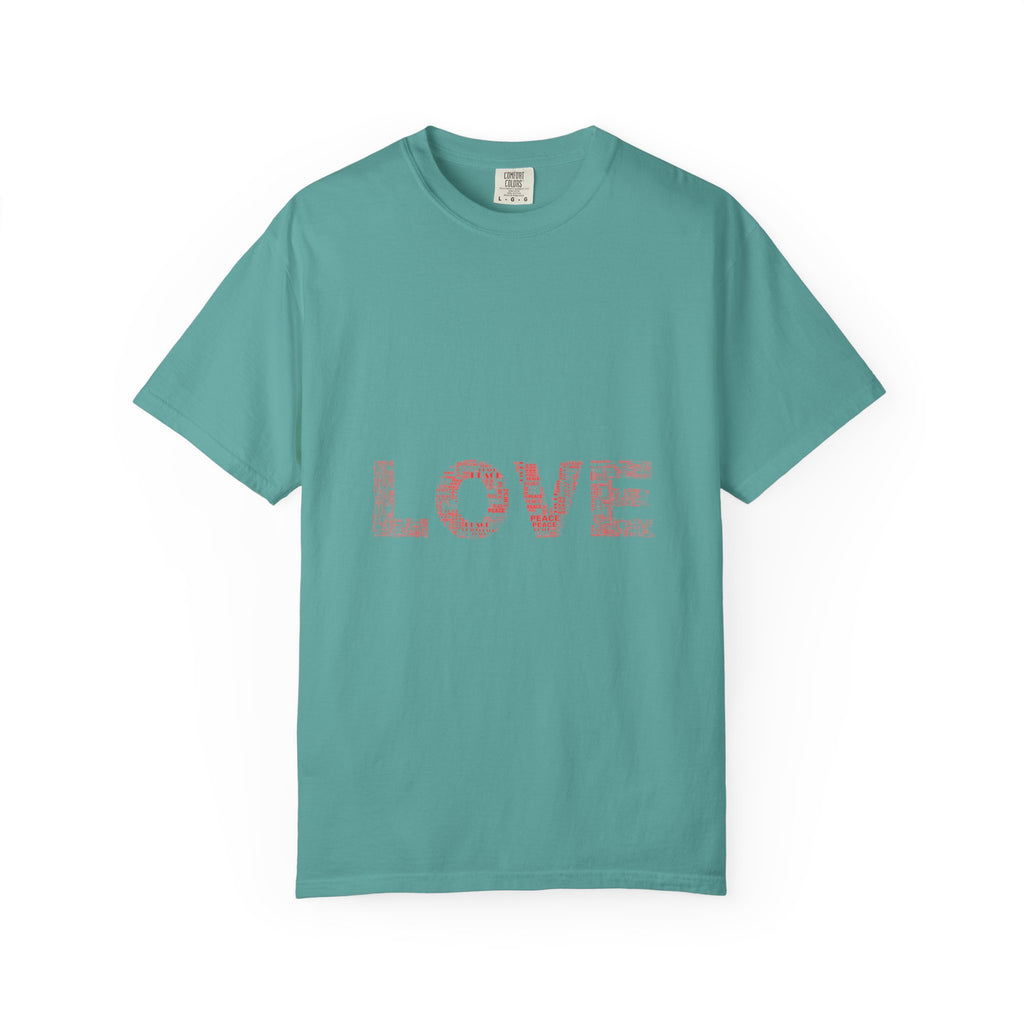 LOVE Graphic T-Shirt — Pink Floral Text Tee for Valentine’s Day & Everyday