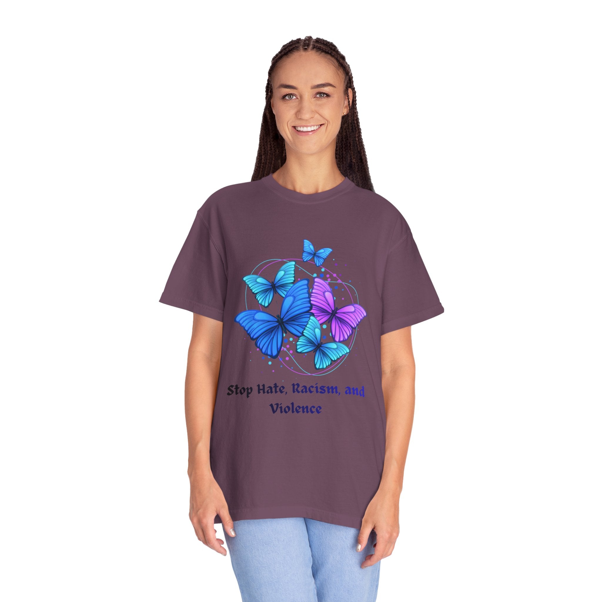 Butterfly Peace T-Shirt — "Stop Hate, Racism, and Violence" Anti-Violence Tee