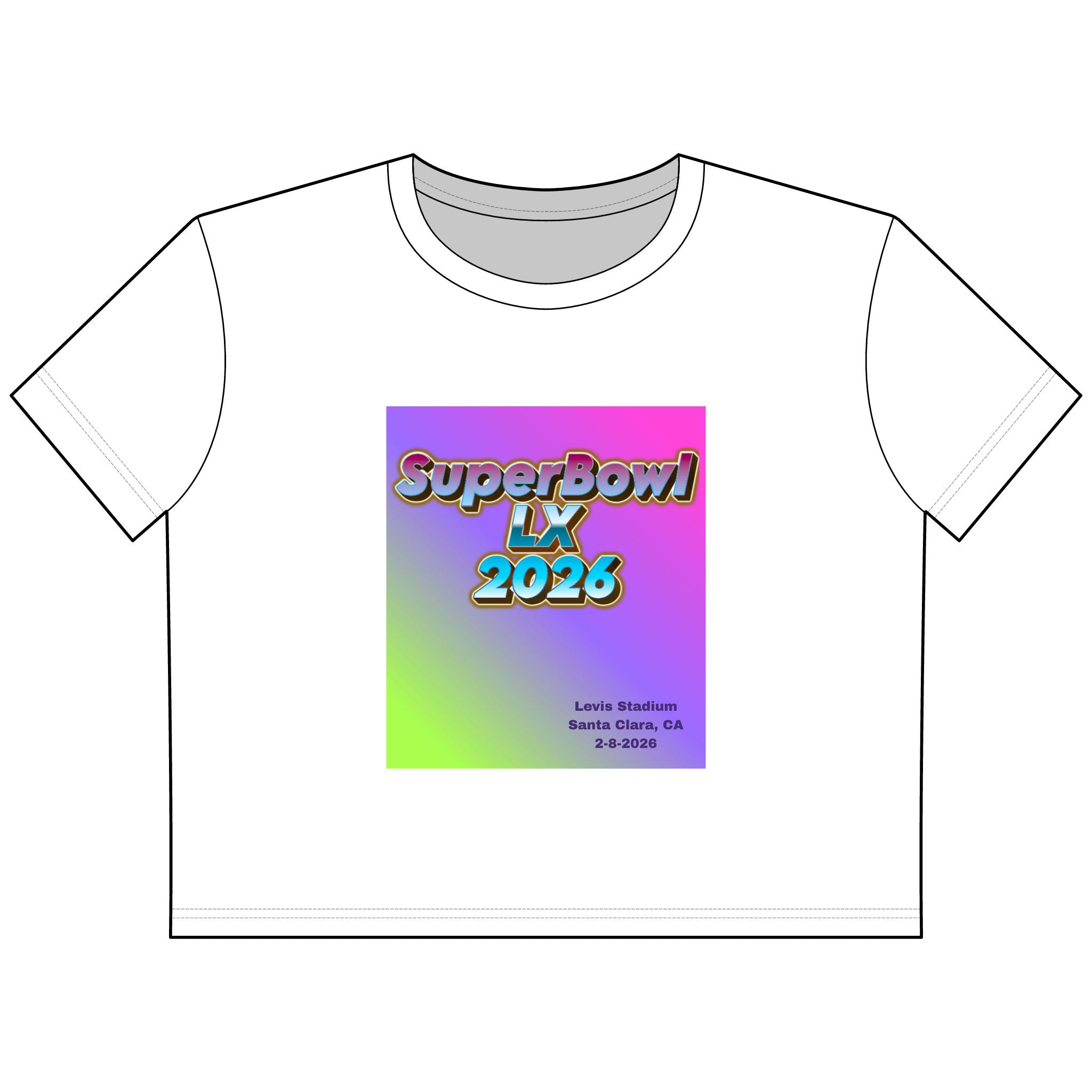 SuperBowl LX 2026 Cropped Tee — Gradient Event Logo Top