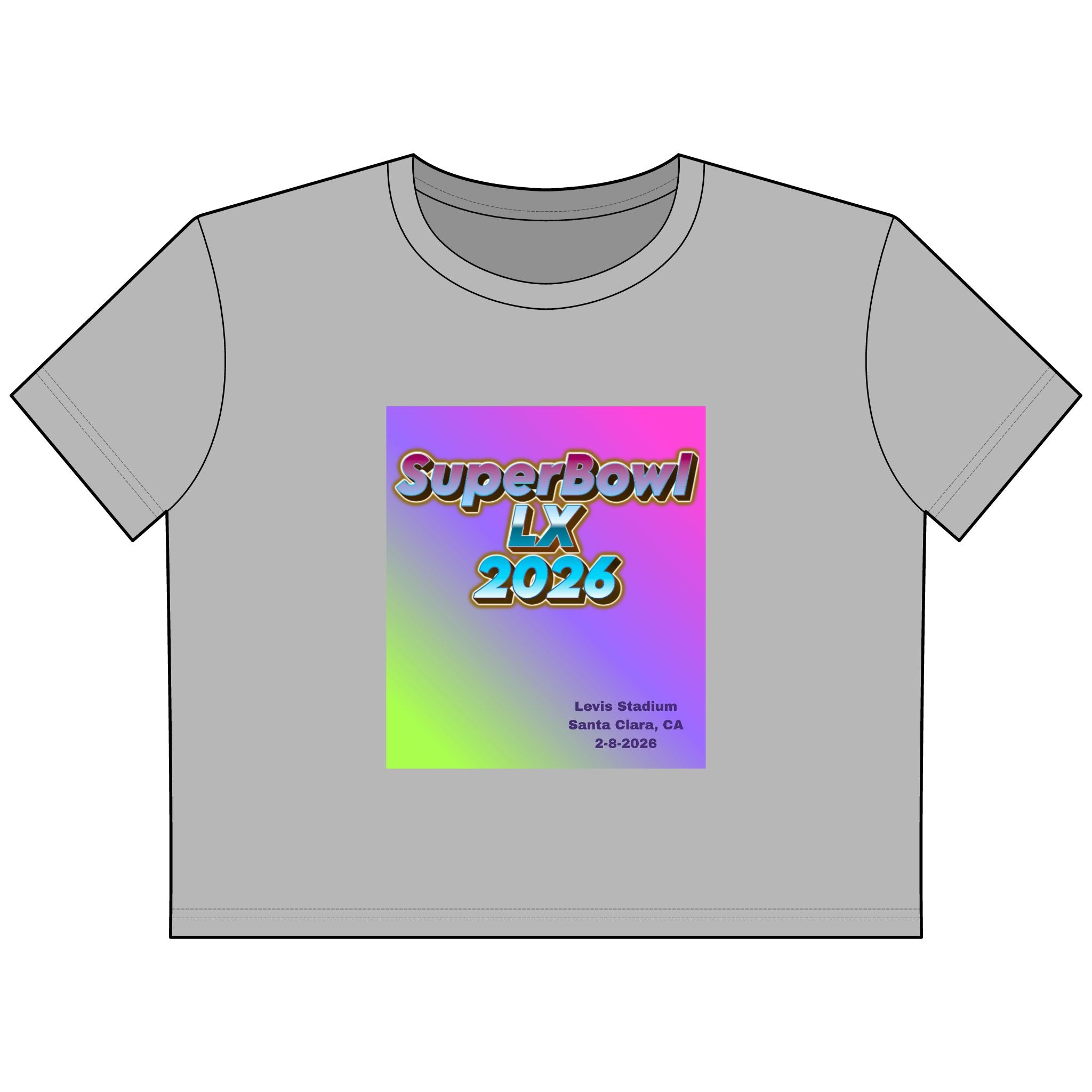 SuperBowl LX 2026 Cropped Tee — Gradient Event Logo Top