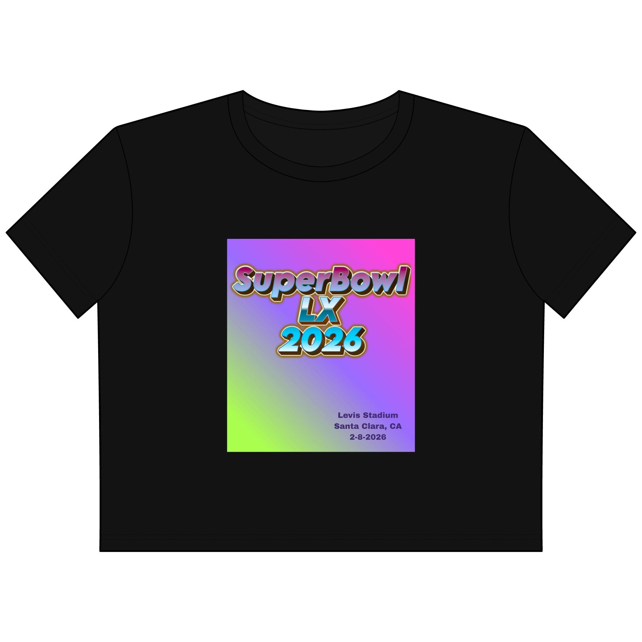 SuperBowl LX 2026 Cropped Tee — Gradient Event Logo Top