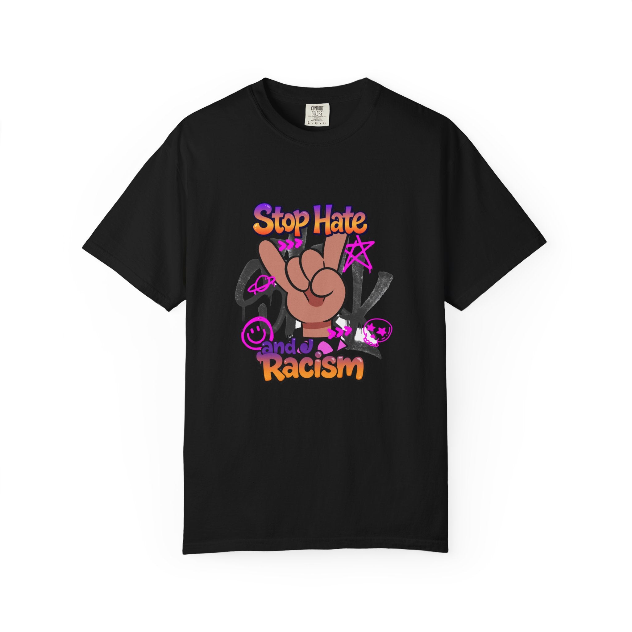Stop Hate and Racism Graphic T-Shirt – Anti-Racism Solidarity Tee